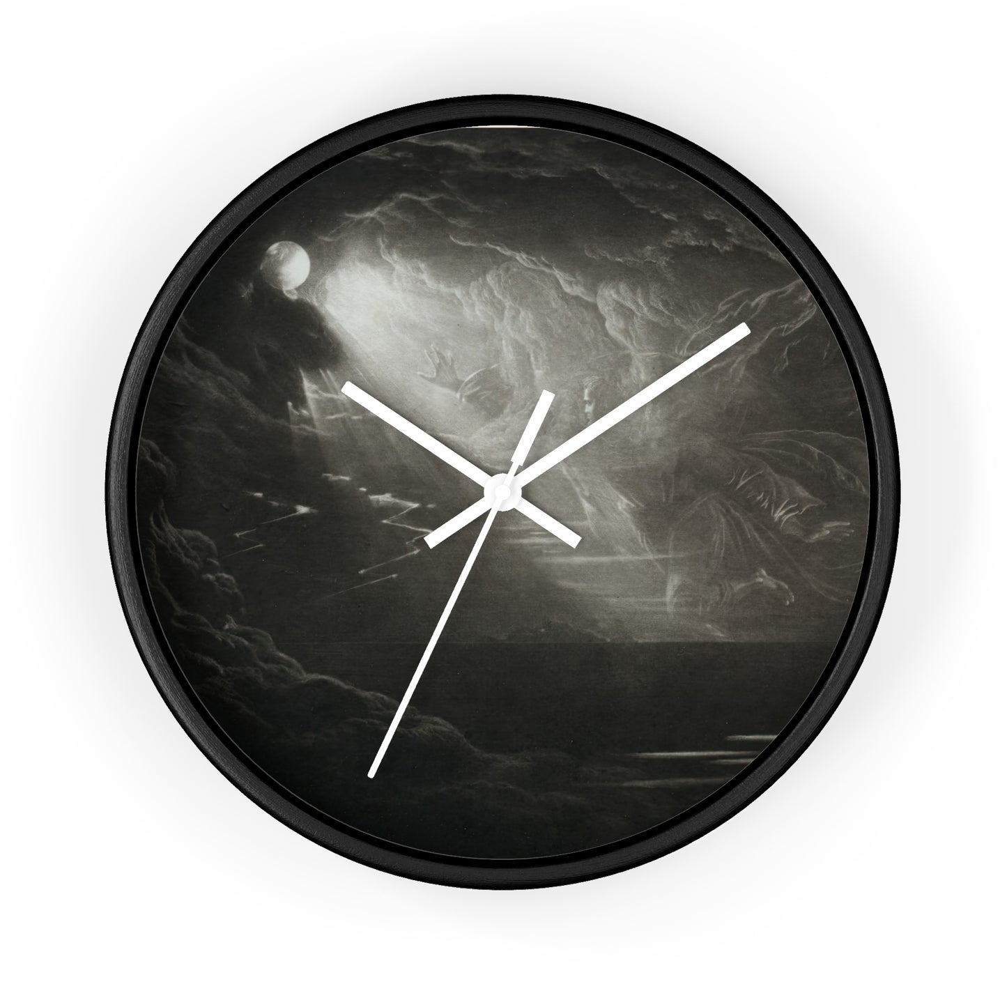 Paradise Lost; The Creation of Light Wall Clock | John Martin - White - Black Base - 10"