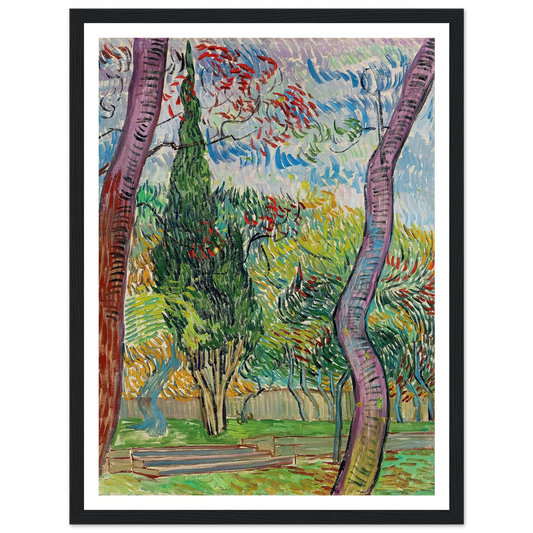 Parc de l’hôpital Saint-Paul (1889) Art Print | Vincent van Gogh - Framed Poster - 30x40 cm / 12x16″ - Black frame