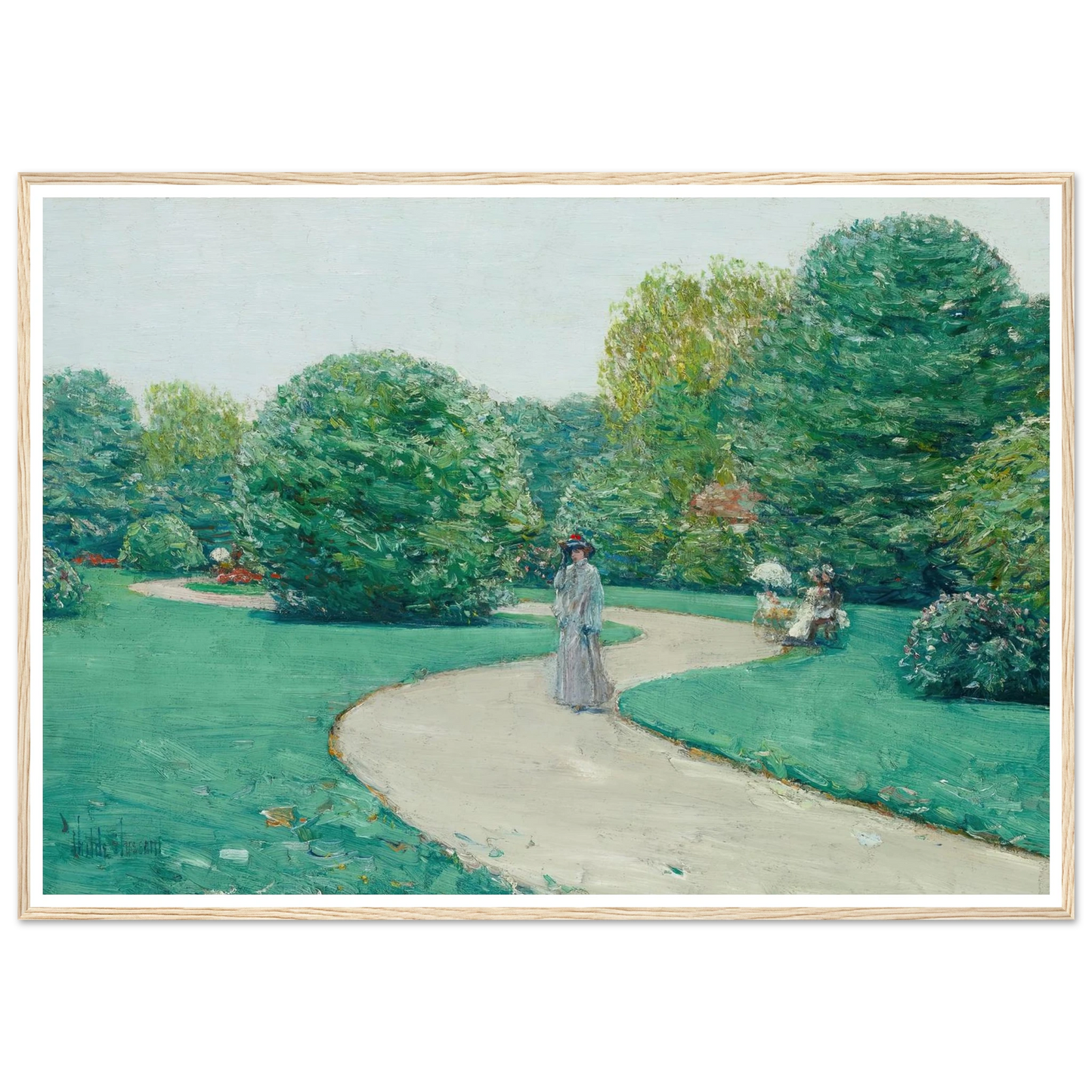 Parc Monceaux, Paris (circa 1888-89) Art Print | Childe Hassam - Framed Poster - 30x40 cm / 12x16″ - Black frame