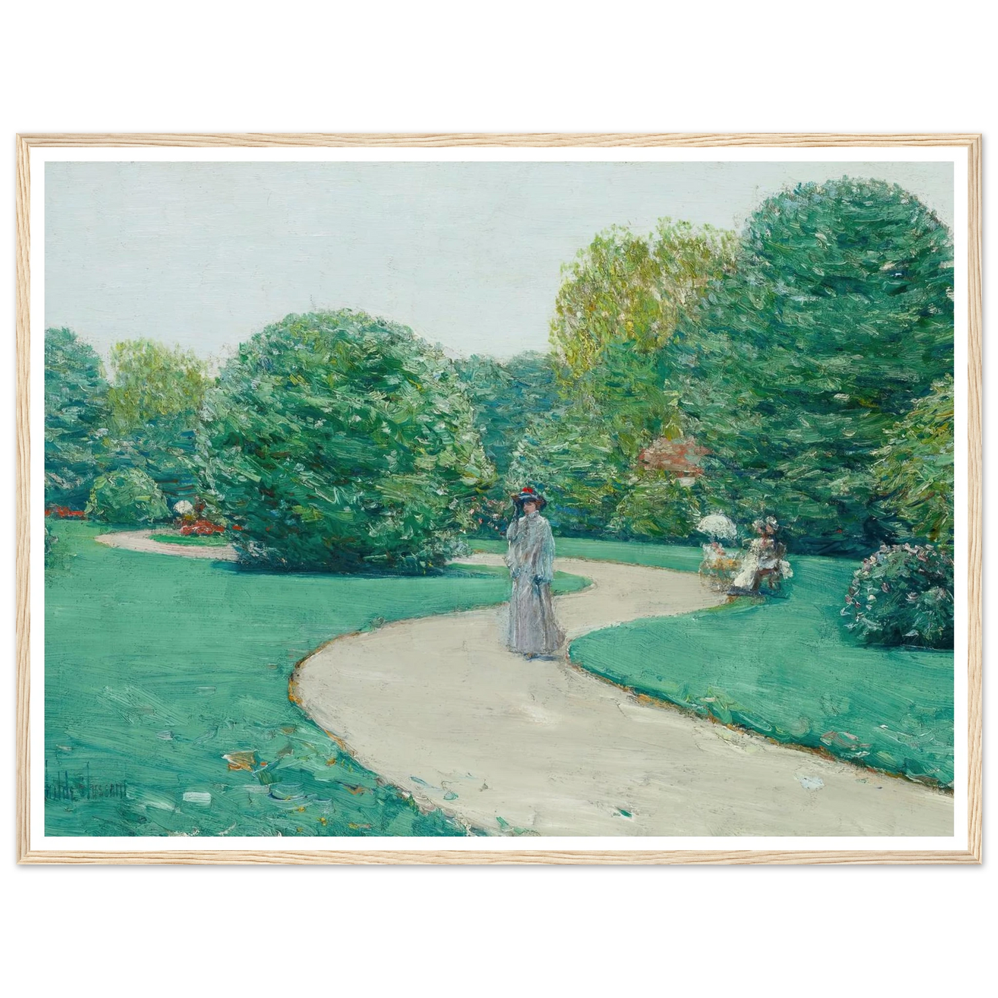 Parc Monceaux, Paris (circa 1888-89) Art Print | Childe Hassam - Framed Poster - 30x40 cm / 12x16″ - Black frame