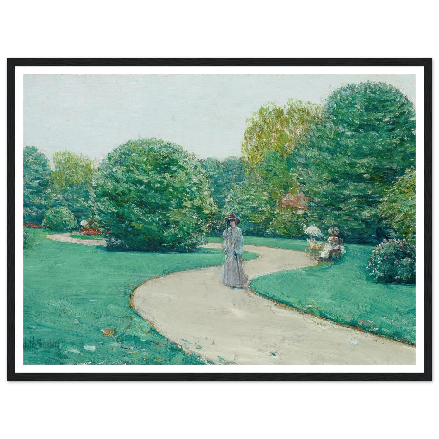 Parc Monceaux, Paris (circa 1888-89) Art Print | Childe Hassam - Framed Poster - 30x40 cm / 12x16″ - Black frame