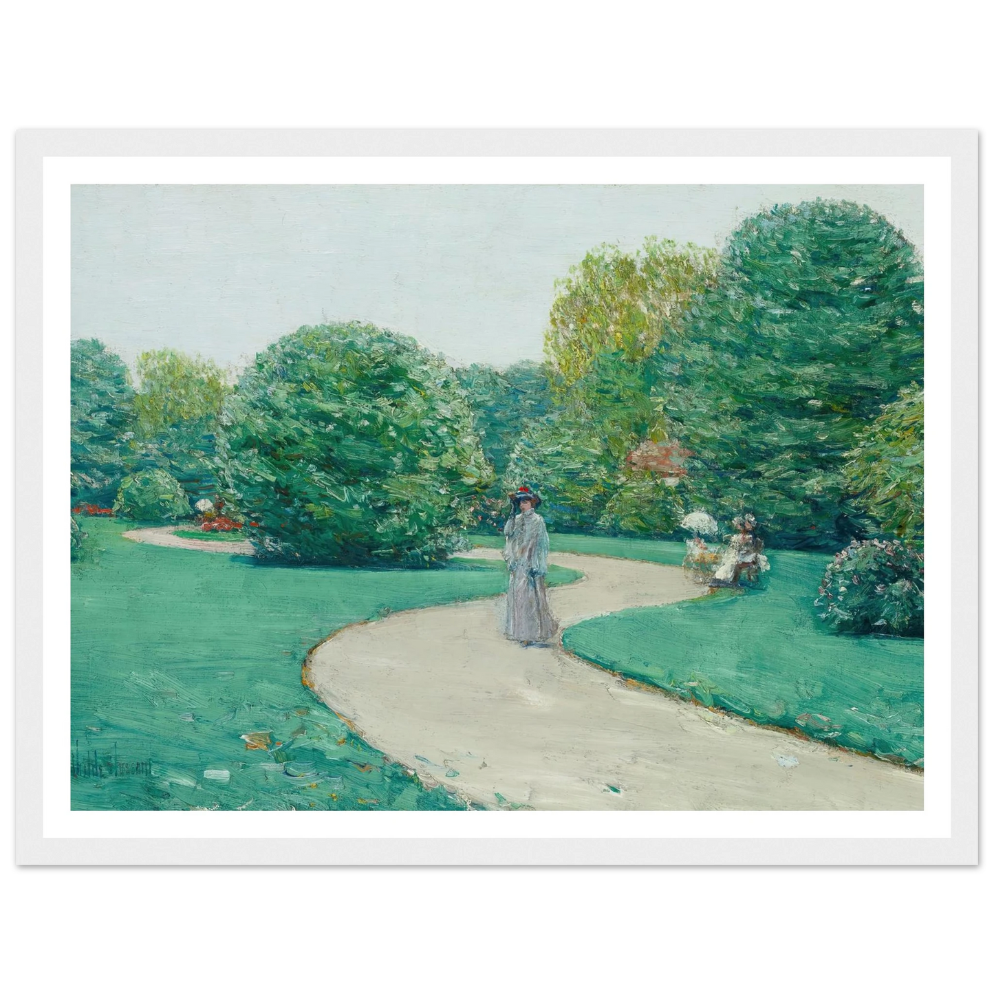 Parc Monceaux, Paris (circa 1888-89) Art Print | Childe Hassam - Framed Poster - 30x40 cm / 12x16″ - Black frame