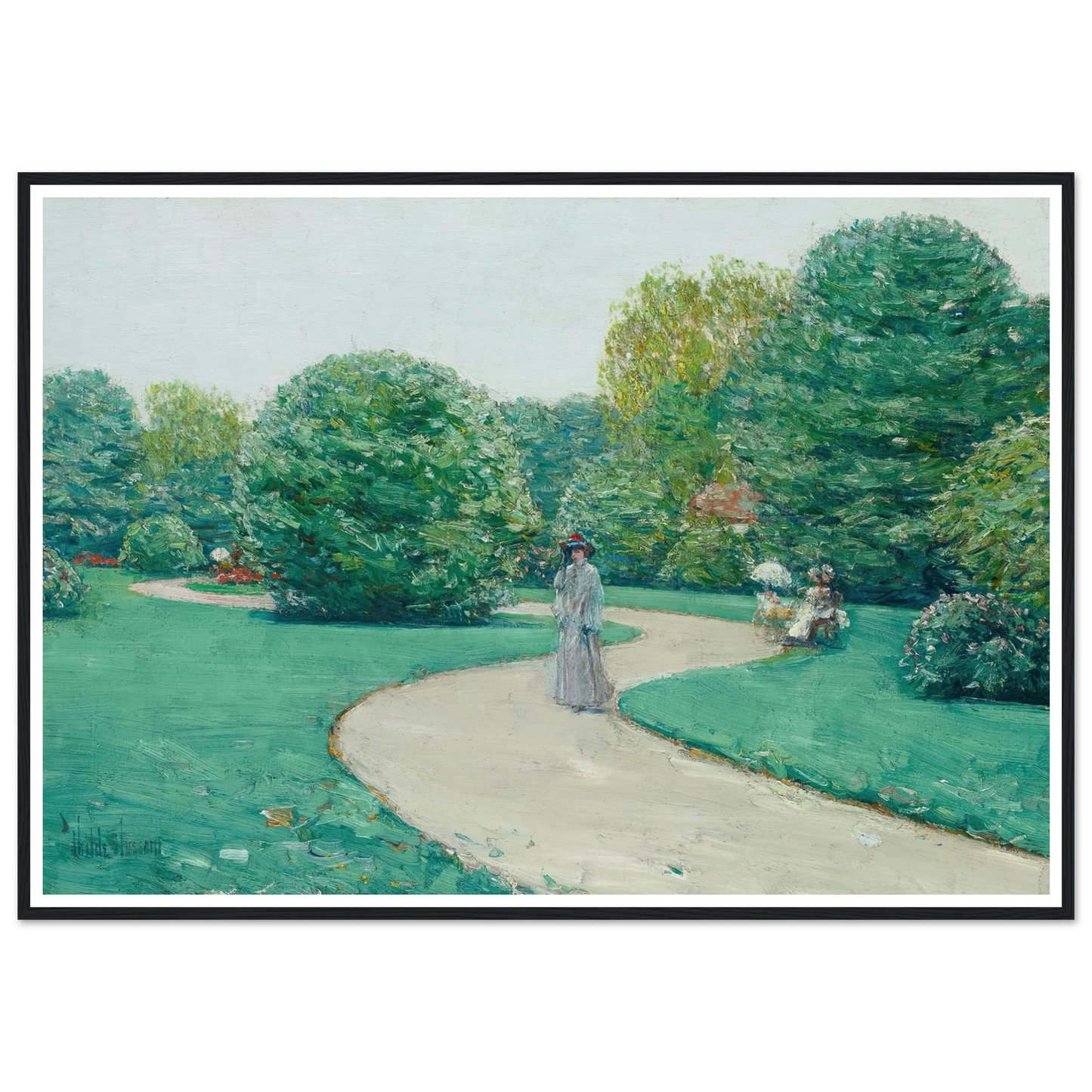 Parc Monceaux, Paris (circa 1888-89) Art Print | Childe Hassam - Framed Poster - 30x40 cm / 12x16″ - Black frame