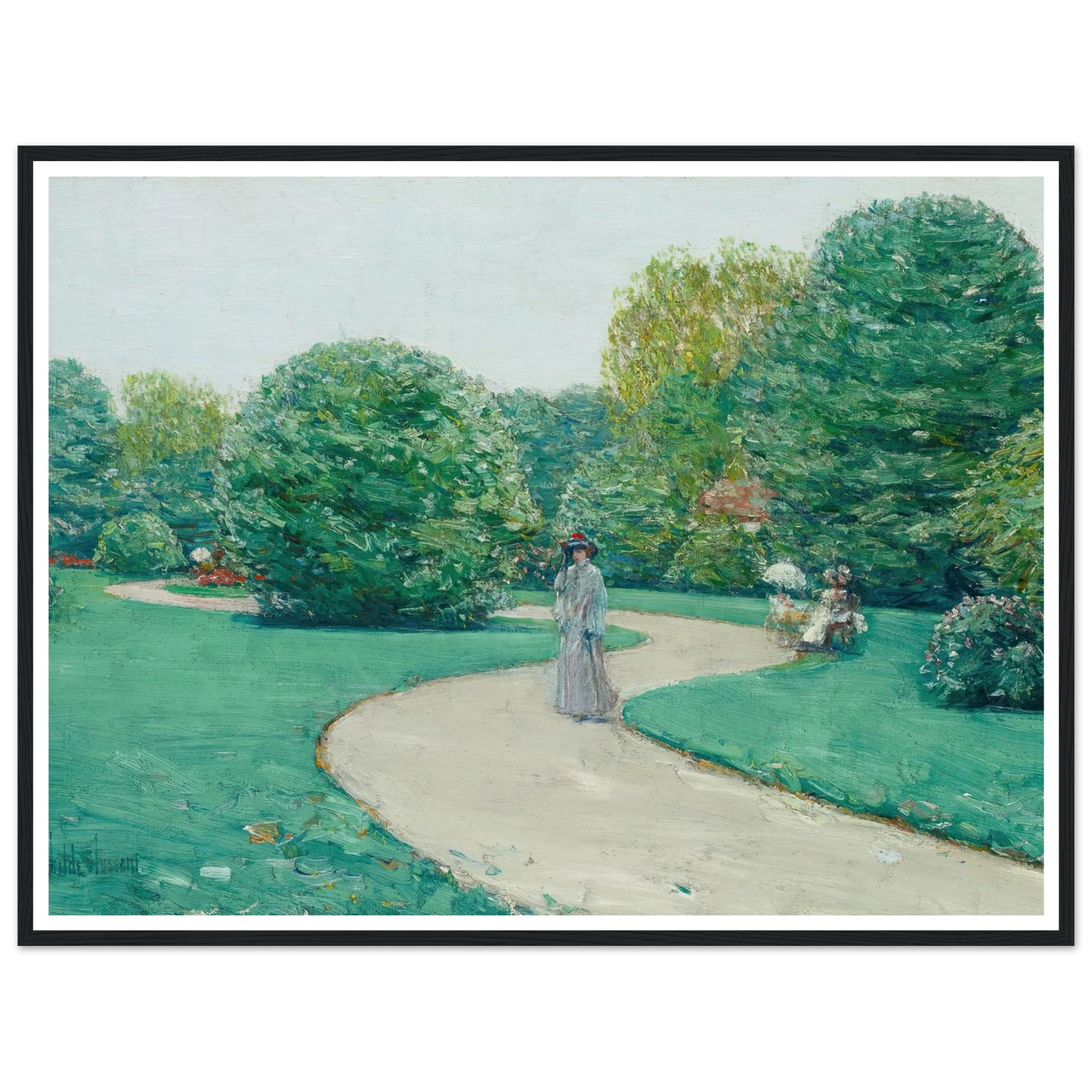 Parc Monceaux, Paris (circa 1888-89) Art Print | Childe Hassam - Framed Poster - 30x40 cm / 12x16″ - Black frame