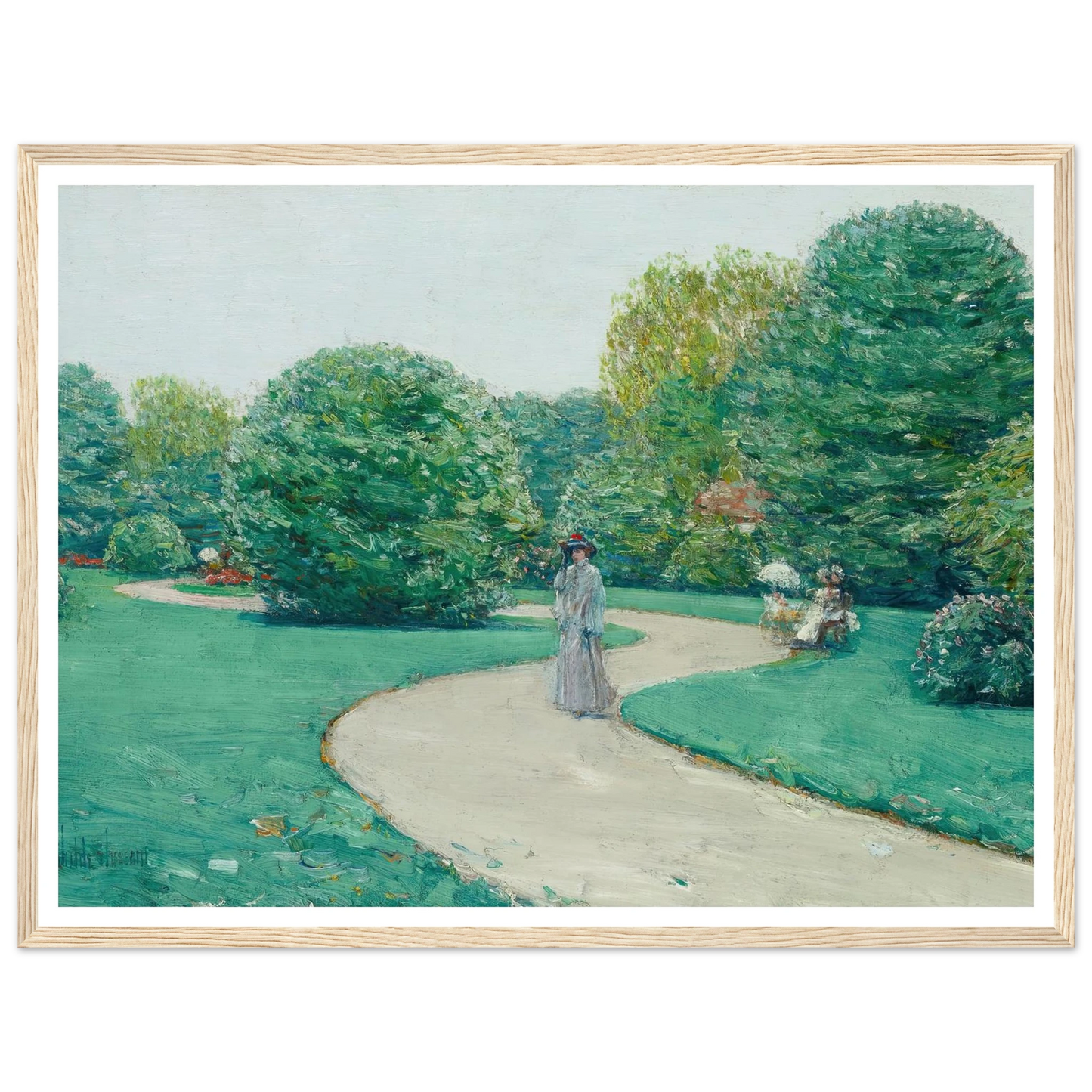 Parc Monceaux, Paris (circa 1888-89) Art Print | Childe Hassam - Framed Poster - 30x40 cm / 12x16″ - Black frame