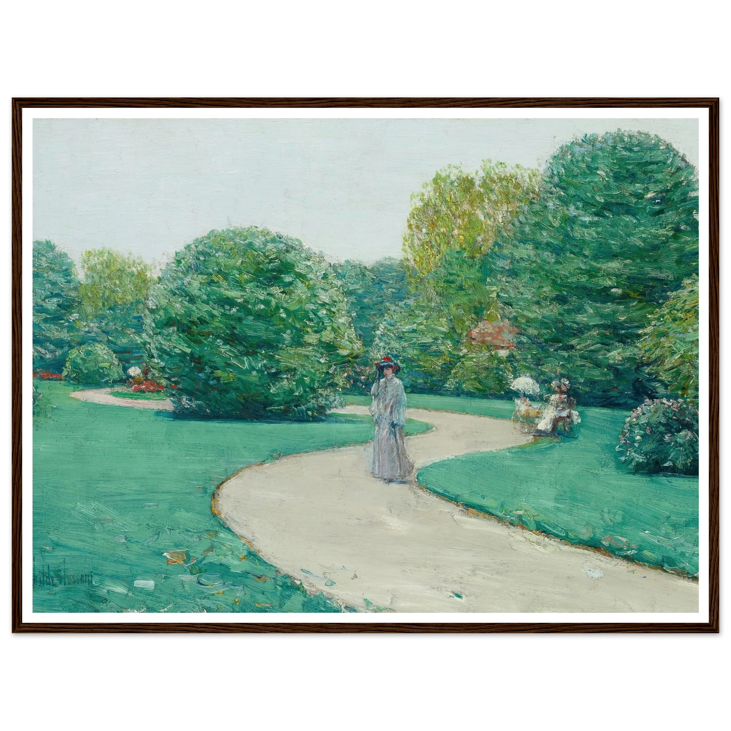Parc Monceaux, Paris (circa 1888-89) Art Print | Childe Hassam - Framed Poster - 30x40 cm / 12x16″ - Black frame