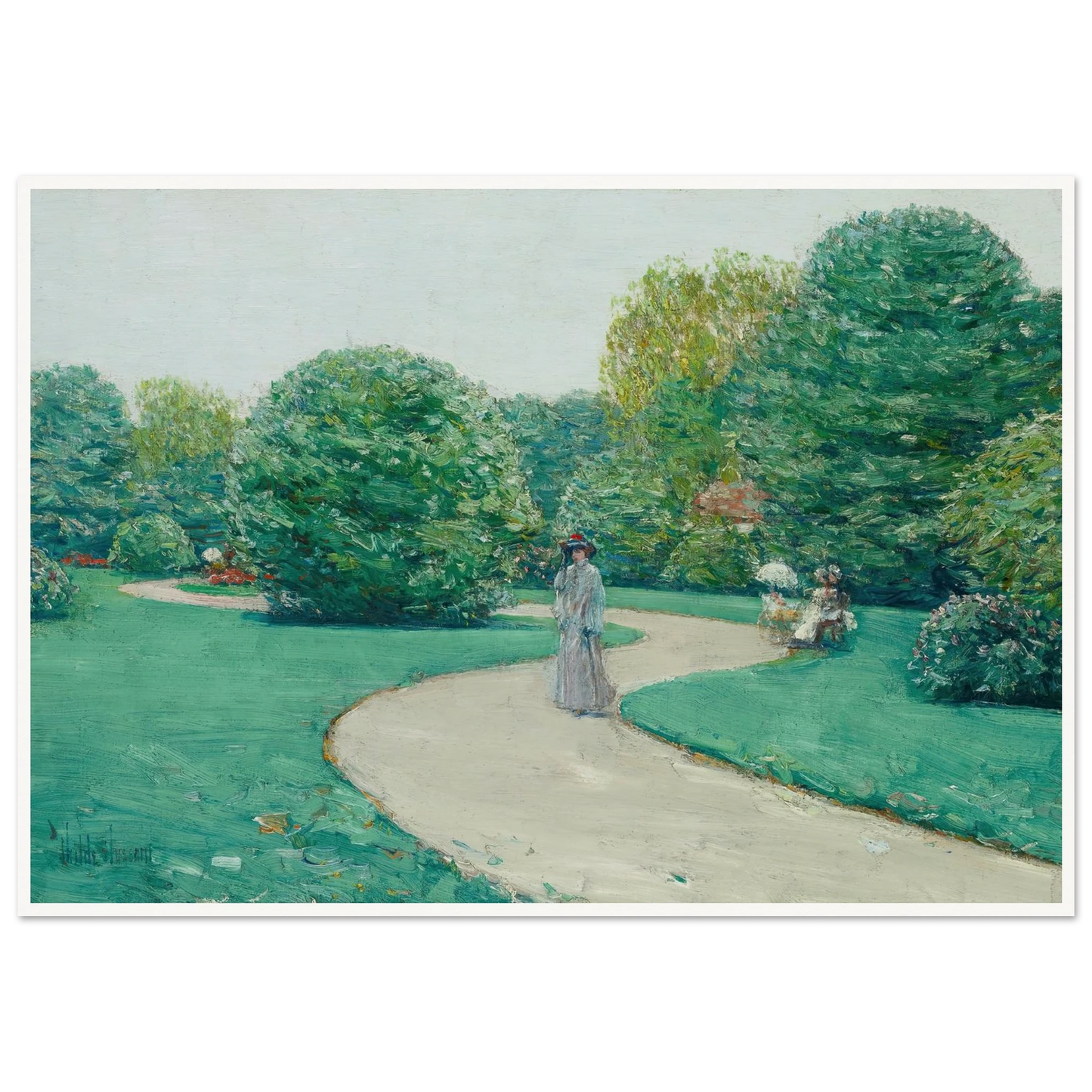 Parc Monceaux, Paris (circa 1888-89) Art Print | Childe Hassam - Framed Poster - 30x40 cm / 12x16″ - Black frame