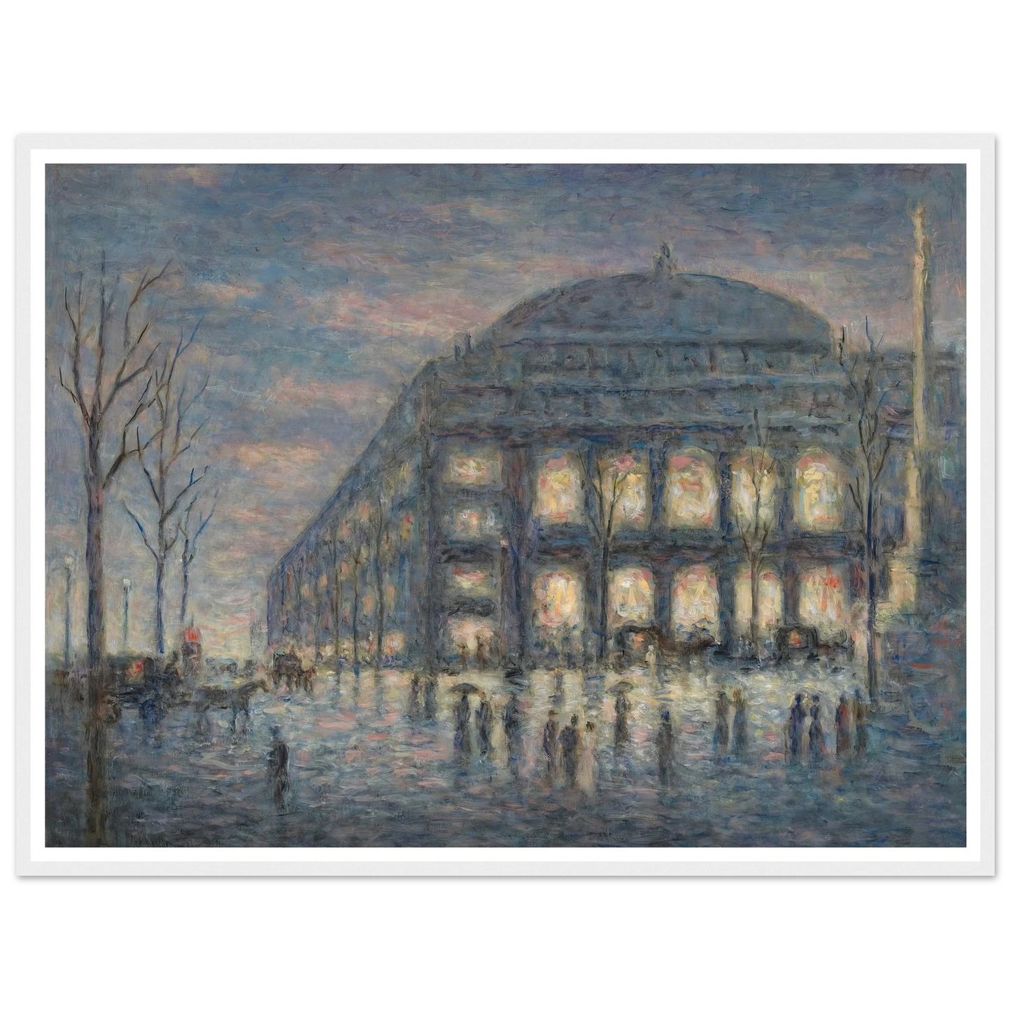 Paris, la place du Théâtre du Châtelet (circa 1900) Art Print | Maximilien Luce - Framed Poster - 30x40 cm / 12x16″ - Black frame