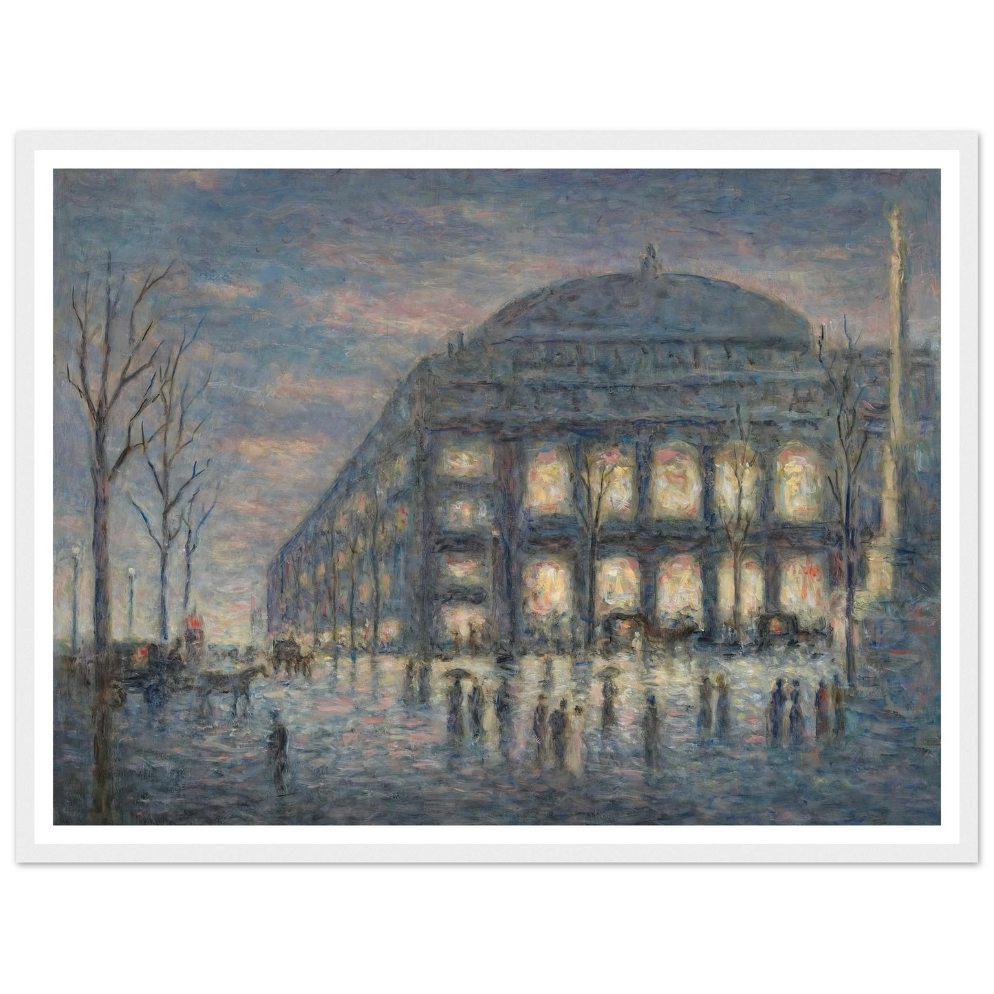 Paris, la place du Théâtre du Châtelet (circa 1900) Art Print | Maximilien Luce - Framed Poster - 30x40 cm / 12x16″ - Black frame