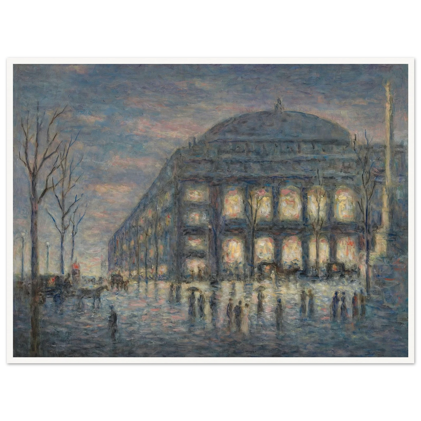 Paris, la place du Théâtre du Châtelet (circa 1900) Art Print | Maximilien Luce - Framed Poster - 30x40 cm / 12x16″ - Black frame