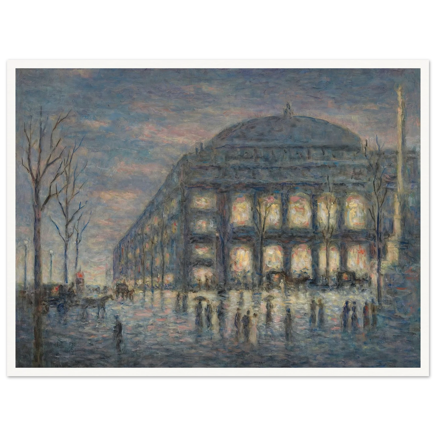 Paris, la place du Théâtre du Châtelet (circa 1900) Art Print | Maximilien Luce - Framed Poster - 30x40 cm / 12x16″ - Black frame