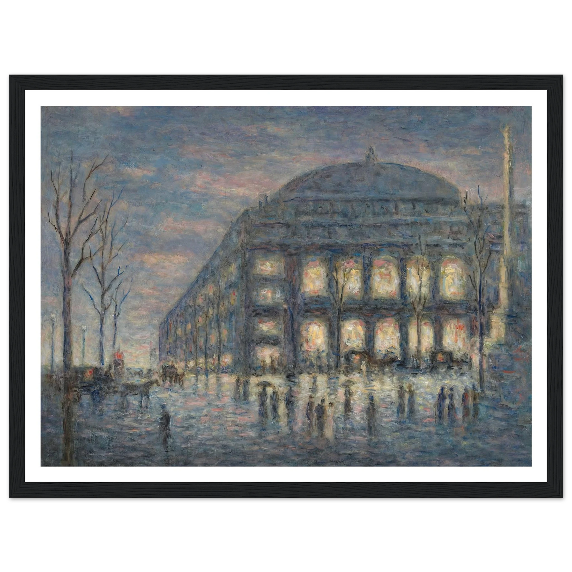 Paris, la place du Théâtre du Châtelet (circa 1900) Art Print | Maximilien Luce - Framed Poster - 30x40 cm / 12x16″ - Black frame