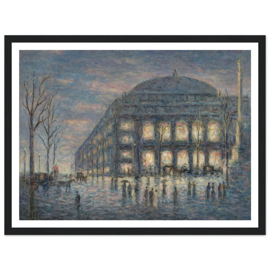 Paris, la place du Théâtre du Châtelet (circa 1900) Art Print | Maximilien Luce - Framed Poster - 30x40 cm / 12x16″ - Black frame