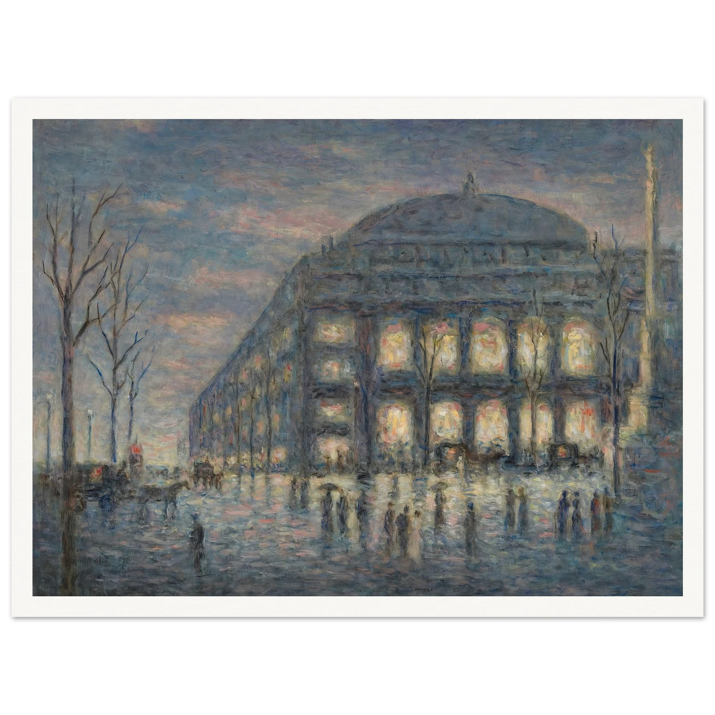 Paris, la place du Théâtre du Châtelet (circa 1900) Art Print | Maximilien Luce - Framed Poster - 30x40 cm / 12x16″ - Black frame