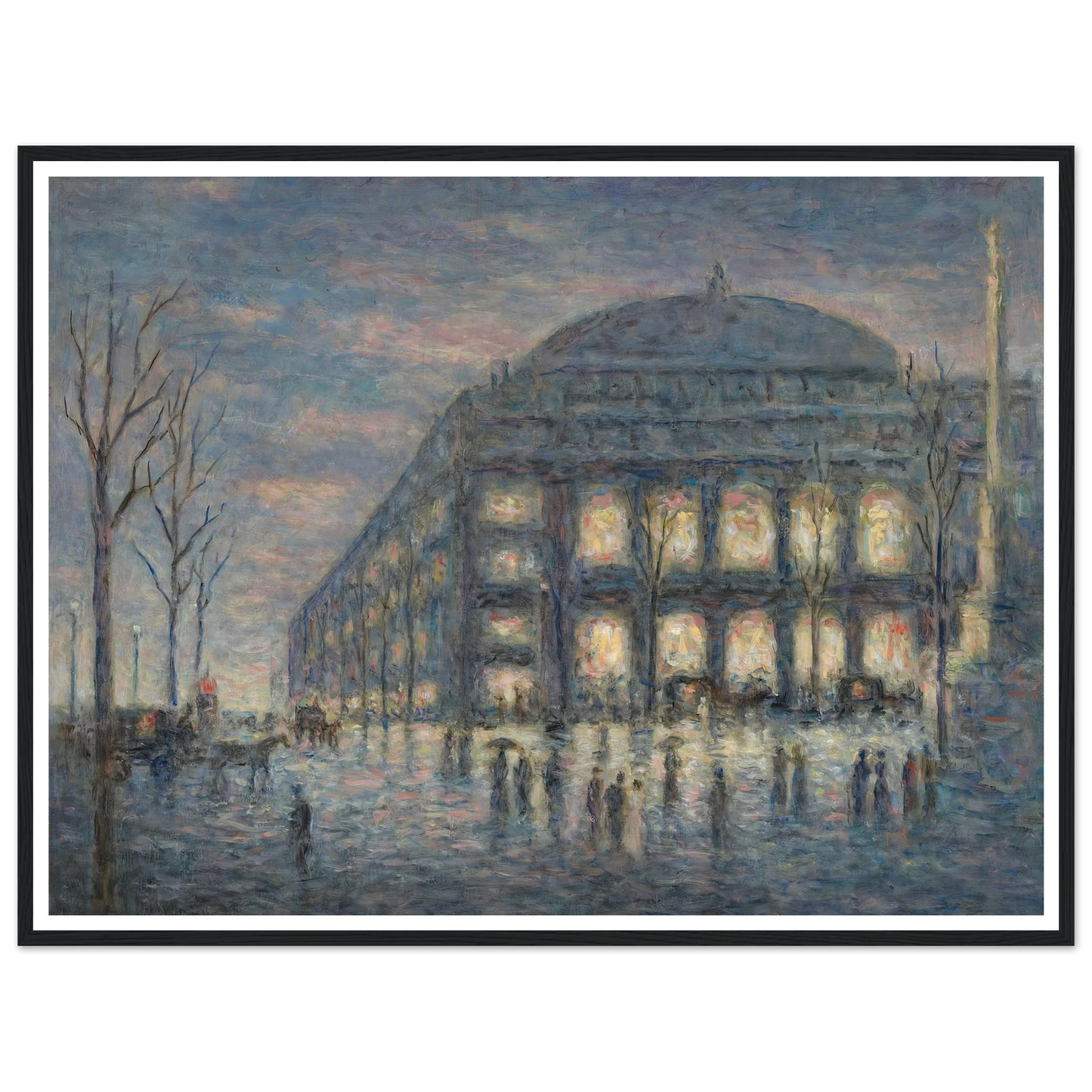 Paris, la place du Théâtre du Châtelet (circa 1900) Art Print | Maximilien Luce - Framed Poster - 30x40 cm / 12x16″ - Black frame