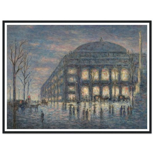 Paris, la place du Théâtre du Châtelet (circa 1900) Art Print | Maximilien Luce - Framed Poster - 30x40 cm / 12x16″ - Black frame