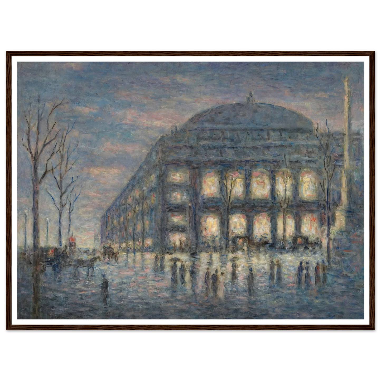Paris, la place du Théâtre du Châtelet (circa 1900) Art Print | Maximilien Luce - Framed Poster - 30x40 cm / 12x16″ - Black frame