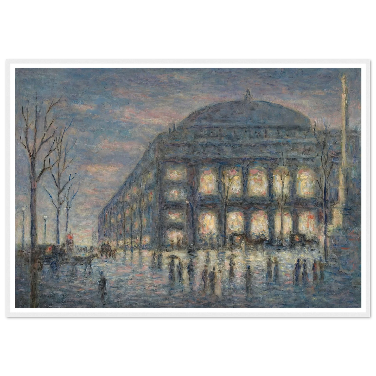 Paris, la place du Théâtre du Châtelet (circa 1900) Art Print | Maximilien Luce - Framed Poster - 30x40 cm / 12x16″ - Black frame