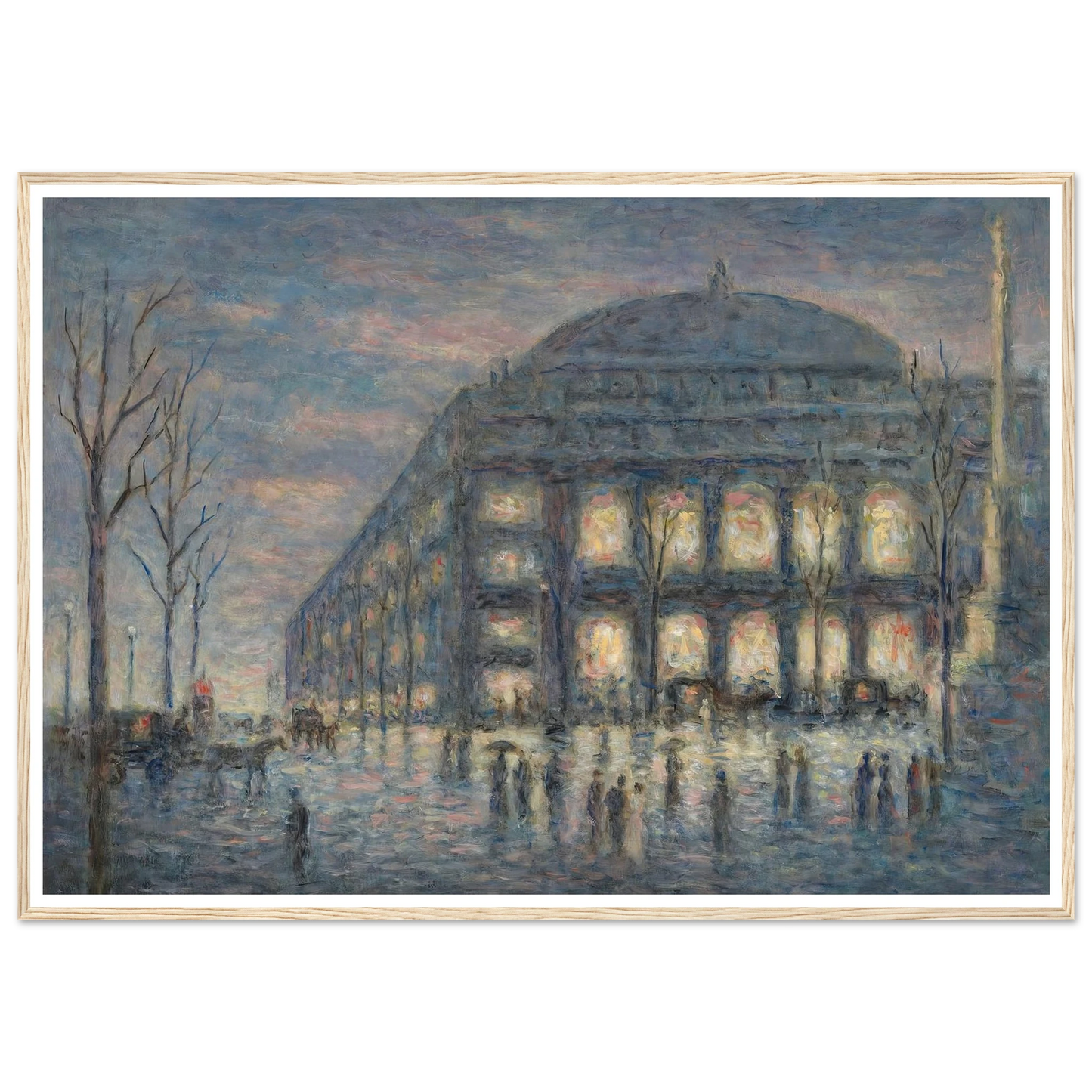 Paris, la place du Théâtre du Châtelet (circa 1900) Art Print | Maximilien Luce - Framed Poster - 30x40 cm / 12x16″ - Black frame