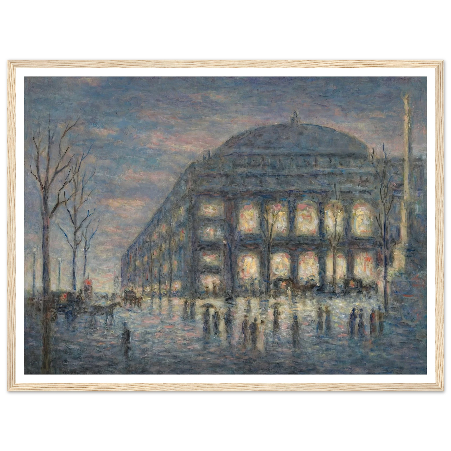 Paris, la place du Théâtre du Châtelet (circa 1900) Art Print | Maximilien Luce - Framed Poster - 30x40 cm / 12x16″ - Black frame