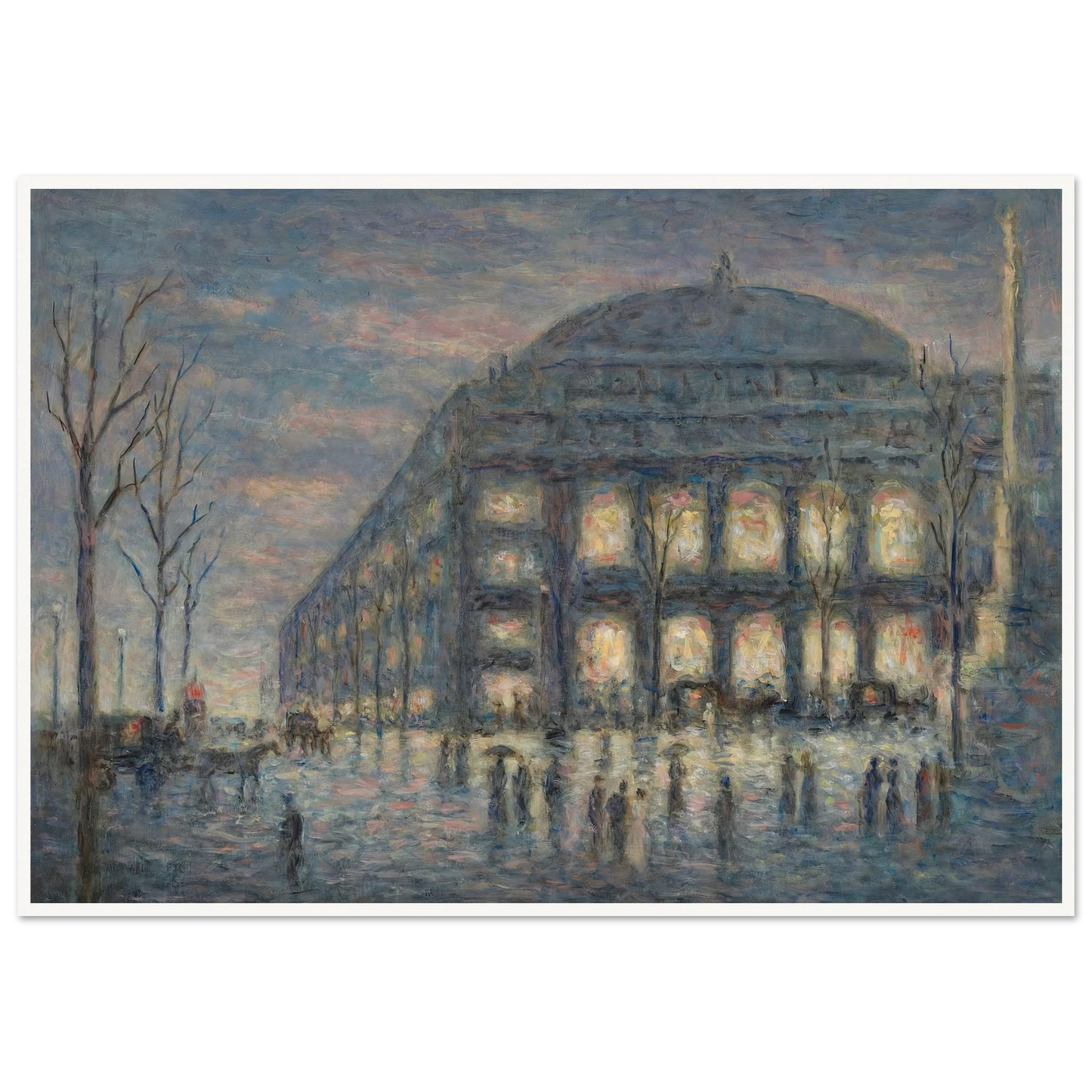 Paris, la place du Théâtre du Châtelet (circa 1900) Art Print | Maximilien Luce - Framed Poster - 30x40 cm / 12x16″ - Black frame