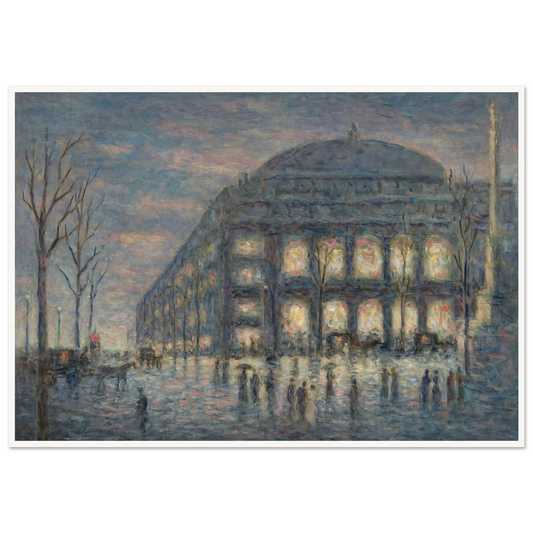 Paris, la place du Théâtre du Châtelet (circa 1900) Art Print | Maximilien Luce - Framed Poster - 30x40 cm / 12x16″ - Black frame