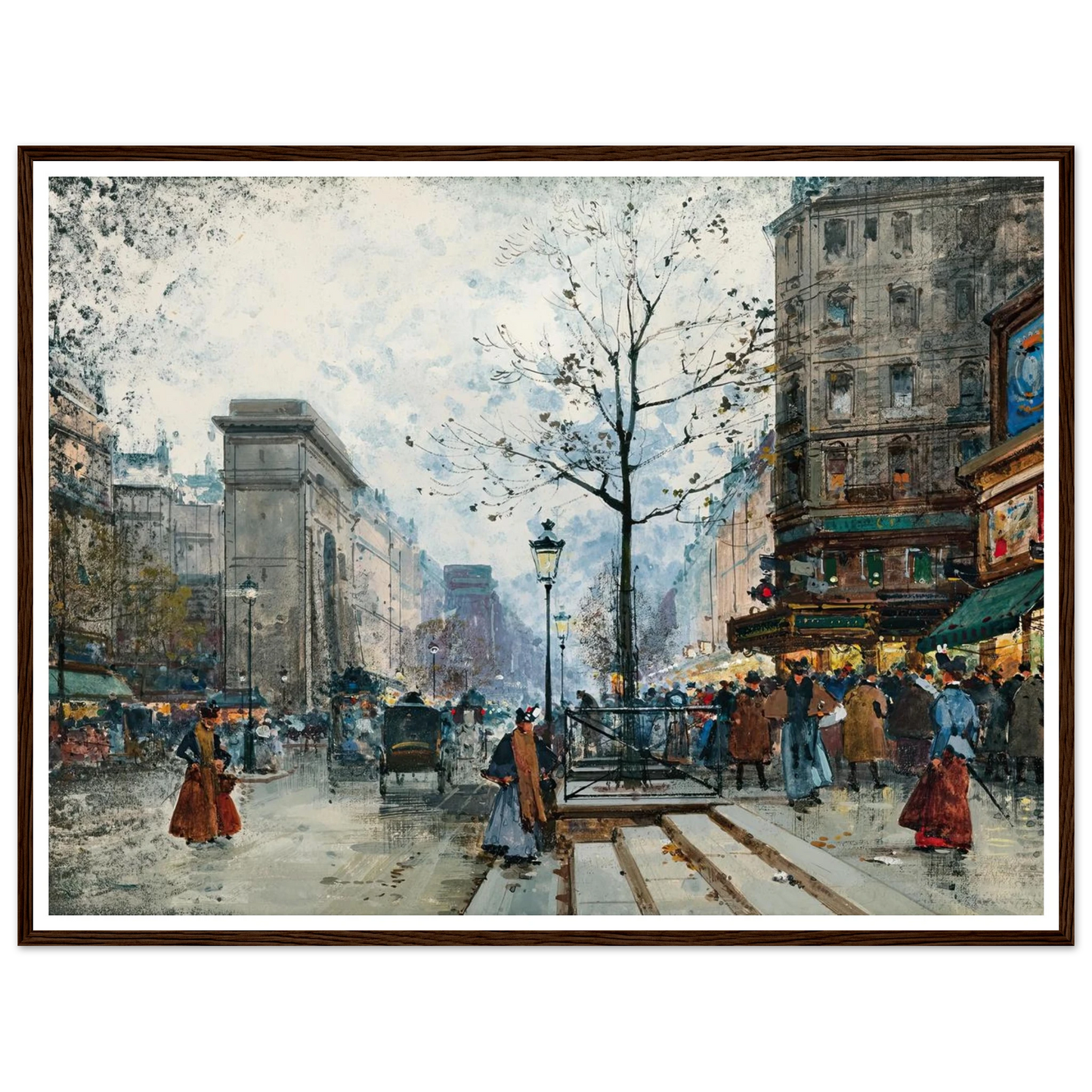 Paris, La Porte Saint-Denis Art Print | Eugene Galien Laloue - Framed Poster - 30x40 cm / 12x16″ - Black frame