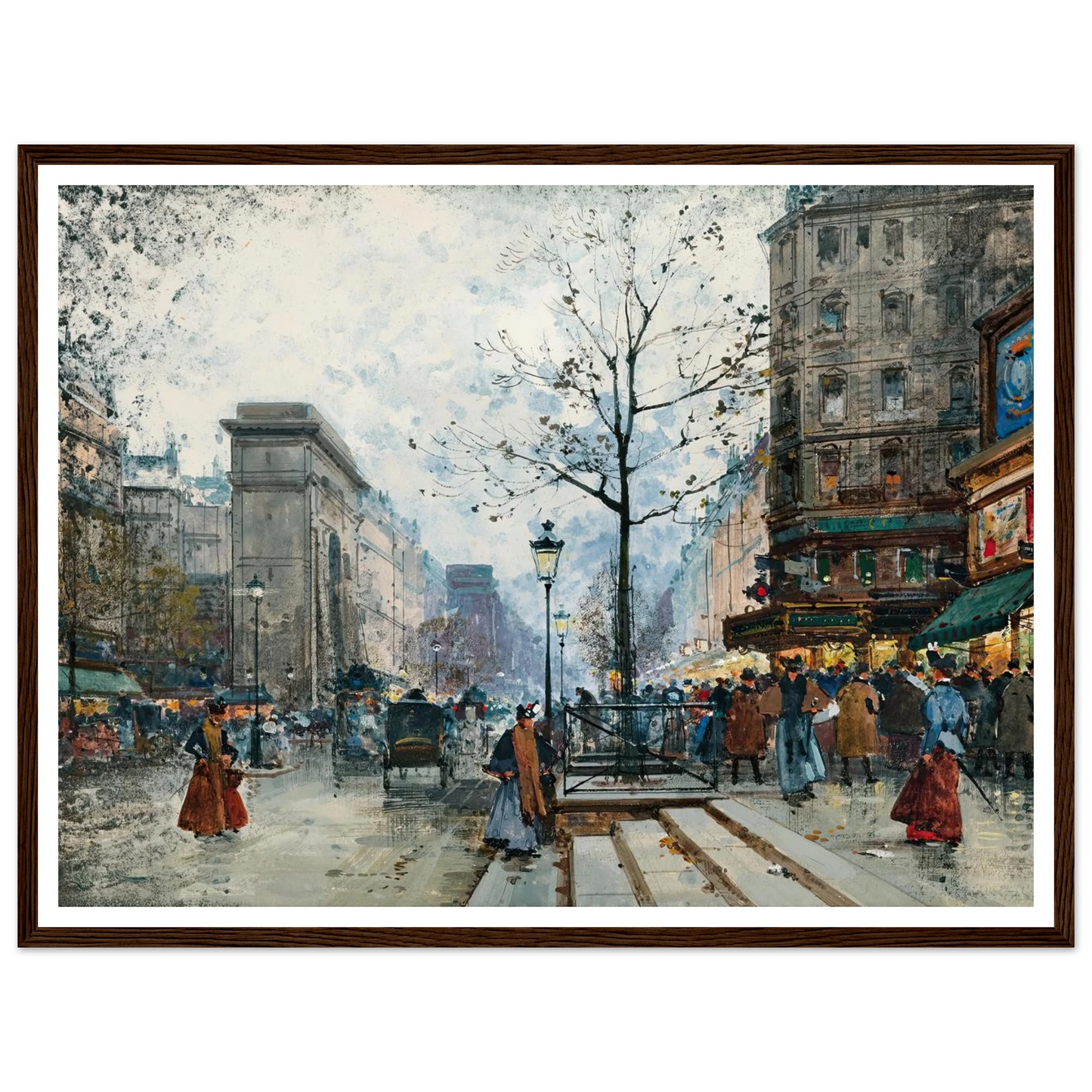 Paris, La Porte Saint-Denis Art Print | Eugene Galien Laloue - Framed Poster - 30x40 cm / 12x16″ - Black frame