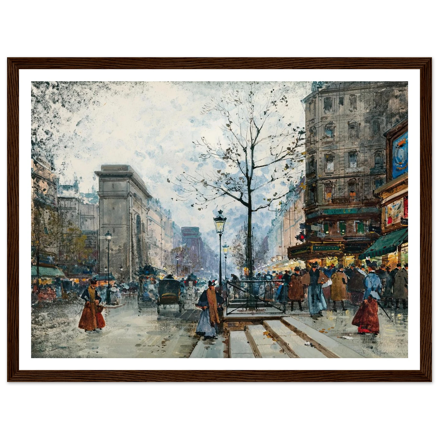 Paris, La Porte Saint-Denis Art Print | Eugene Galien Laloue - Framed Poster - 30x40 cm / 12x16″ - Black frame