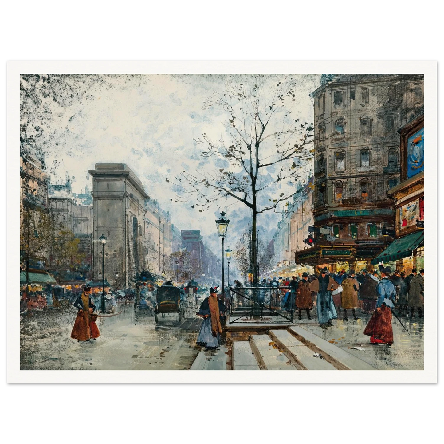 Paris, La Porte Saint-Denis Art Print | Eugene Galien Laloue - Framed Poster - 30x40 cm / 12x16″ - Black frame