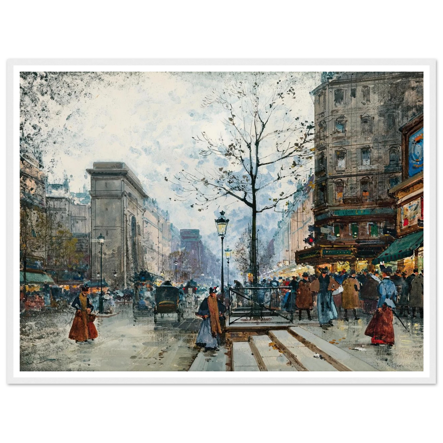 Paris, La Porte Saint-Denis Art Print | Eugene Galien Laloue - Framed Poster - 30x40 cm / 12x16″ - Black frame