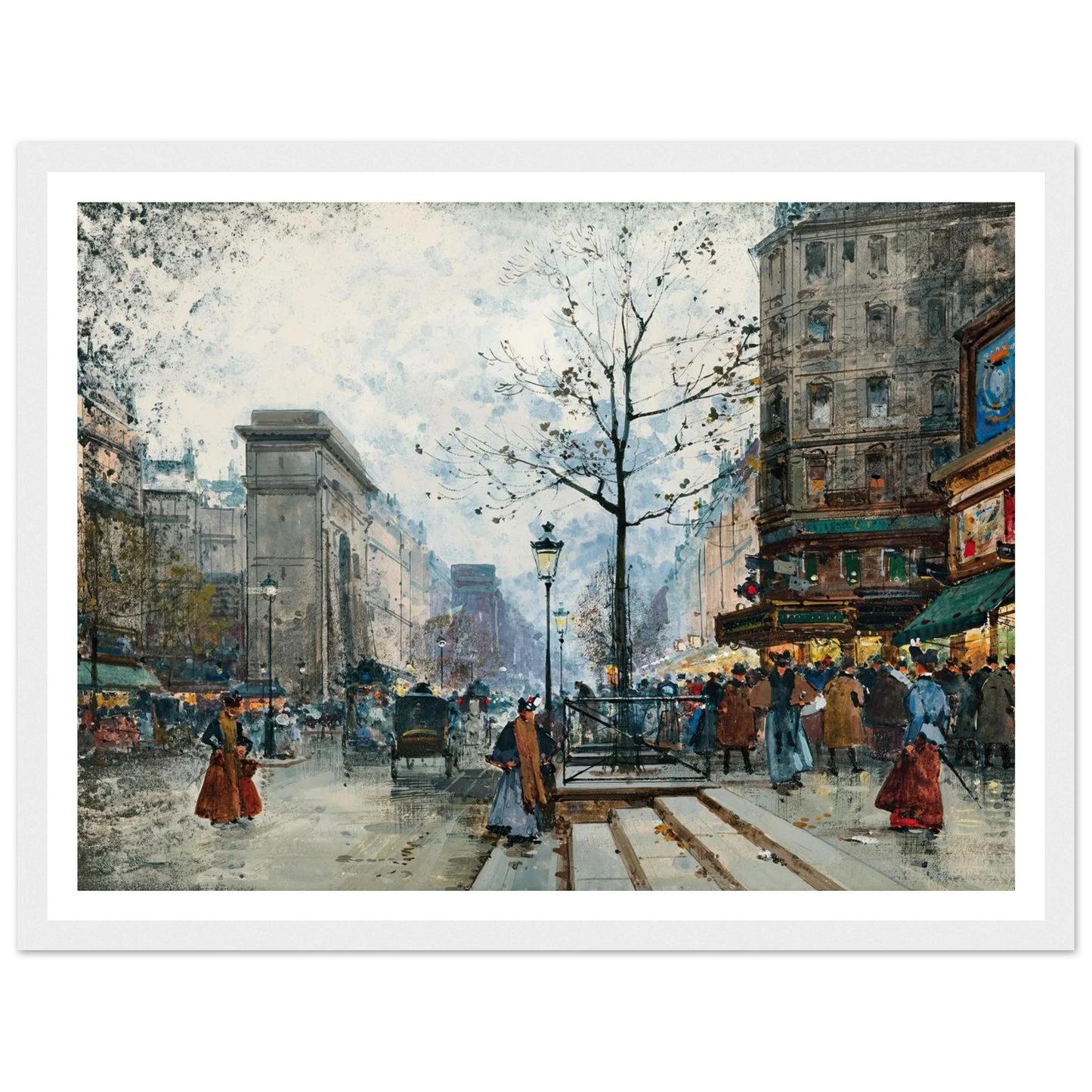 Paris, La Porte Saint-Denis Art Print | Eugene Galien Laloue - Framed Poster - 30x40 cm / 12x16″ - Black frame