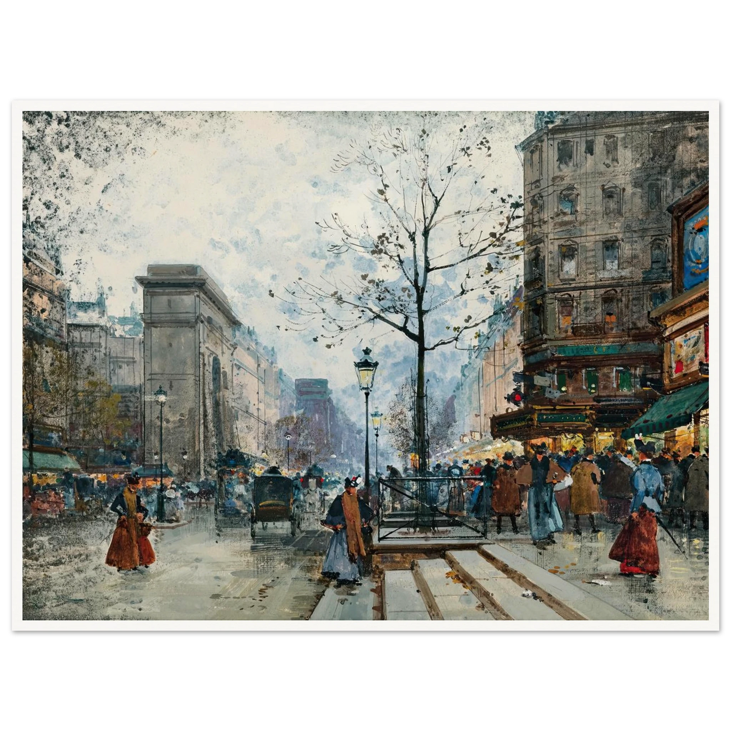 Paris, La Porte Saint-Denis Art Print | Eugene Galien Laloue - Framed Poster - 30x40 cm / 12x16″ - Black frame