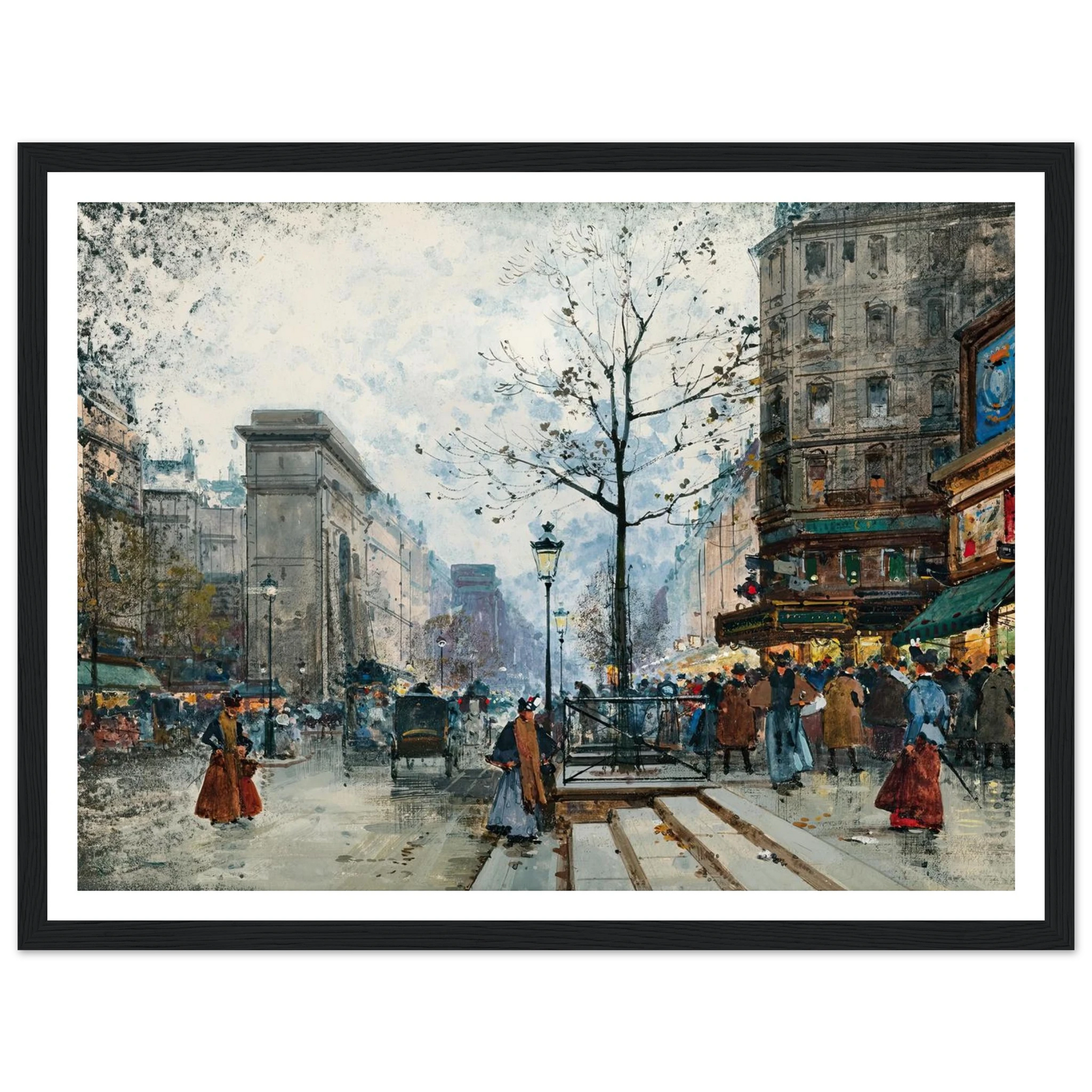 Paris, La Porte Saint-Denis Art Print | Eugene Galien Laloue - Framed Poster - 30x40 cm / 12x16″ - Black frame