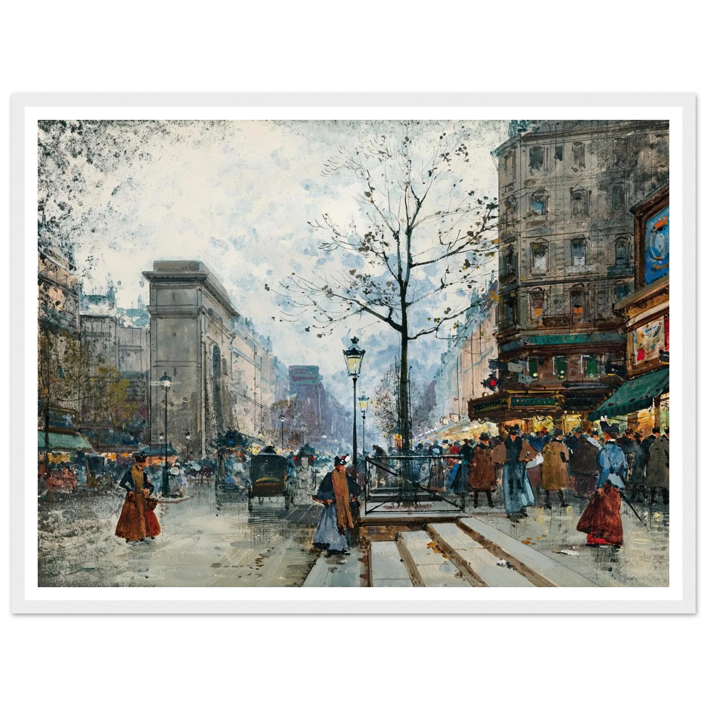 Paris, La Porte Saint-Denis Art Print | Eugene Galien Laloue - Framed Poster - 30x40 cm / 12x16″ - Black frame