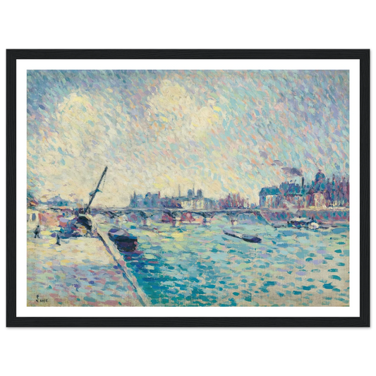 Paris, la Seine, Notre-Dame au loin (1898) Art Print | Maximilien Luce - Framed Poster - 30x40 cm / 12x16″ - Black frame