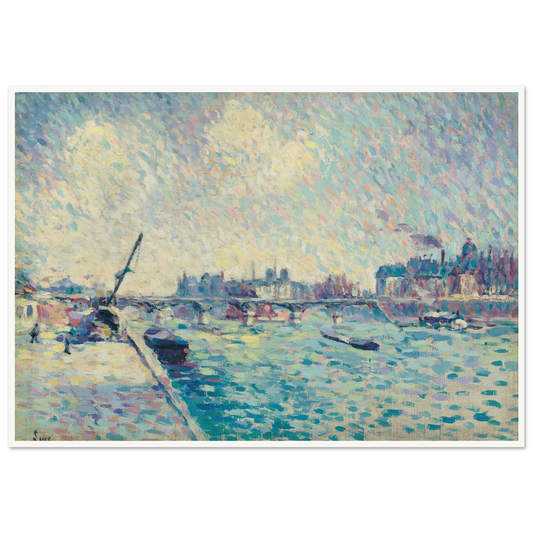 Paris, la Seine, Notre-Dame au loin (1898) Art Print | Maximilien Luce - Framed Poster - 30x40 cm / 12x16″ - Black frame