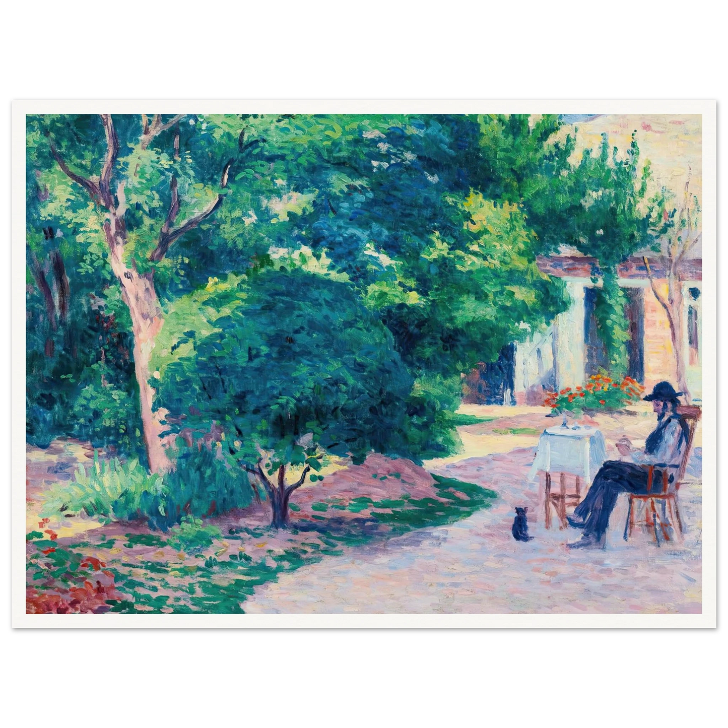 Paris, Le Jardin D’alexandre Charpentier Au Hameau Boileau (circa 1900) Art Print | Maximilien Luce - Framed Poster - 30x40 cm / 12x16″ - Black frame