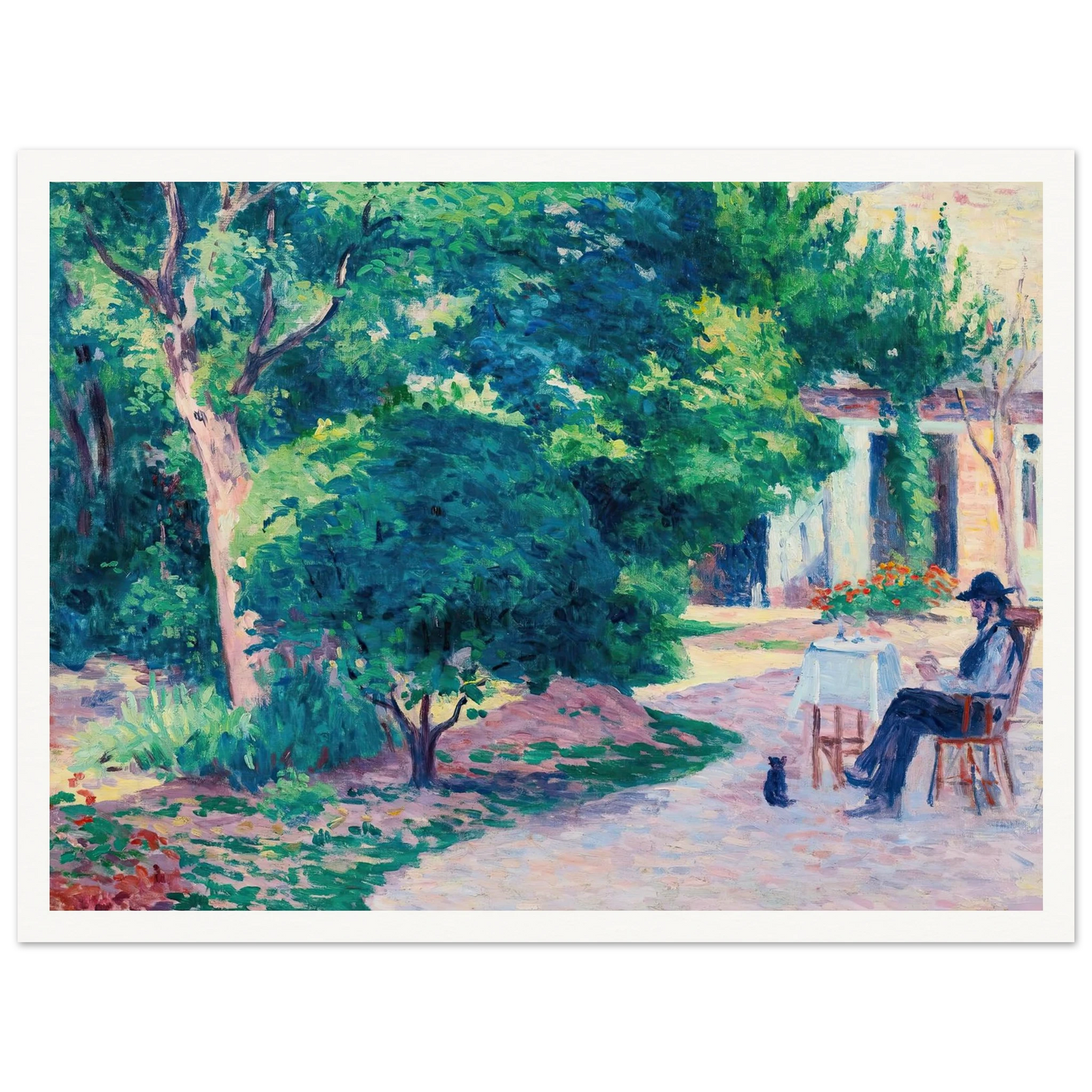 Paris, Le Jardin D’alexandre Charpentier Au Hameau Boileau (circa 1900) Art Print | Maximilien Luce - Framed Poster - 30x40 cm / 12x16″ - Black frame