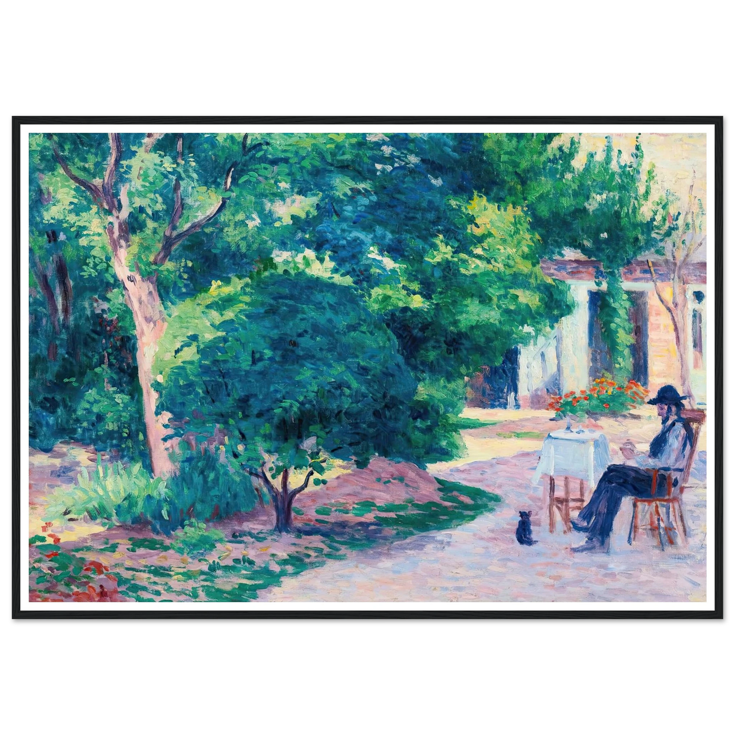 Paris, Le Jardin D’alexandre Charpentier Au Hameau Boileau (circa 1900) Art Print | Maximilien Luce - Framed Poster - 30x40 cm / 12x16″ - Black frame