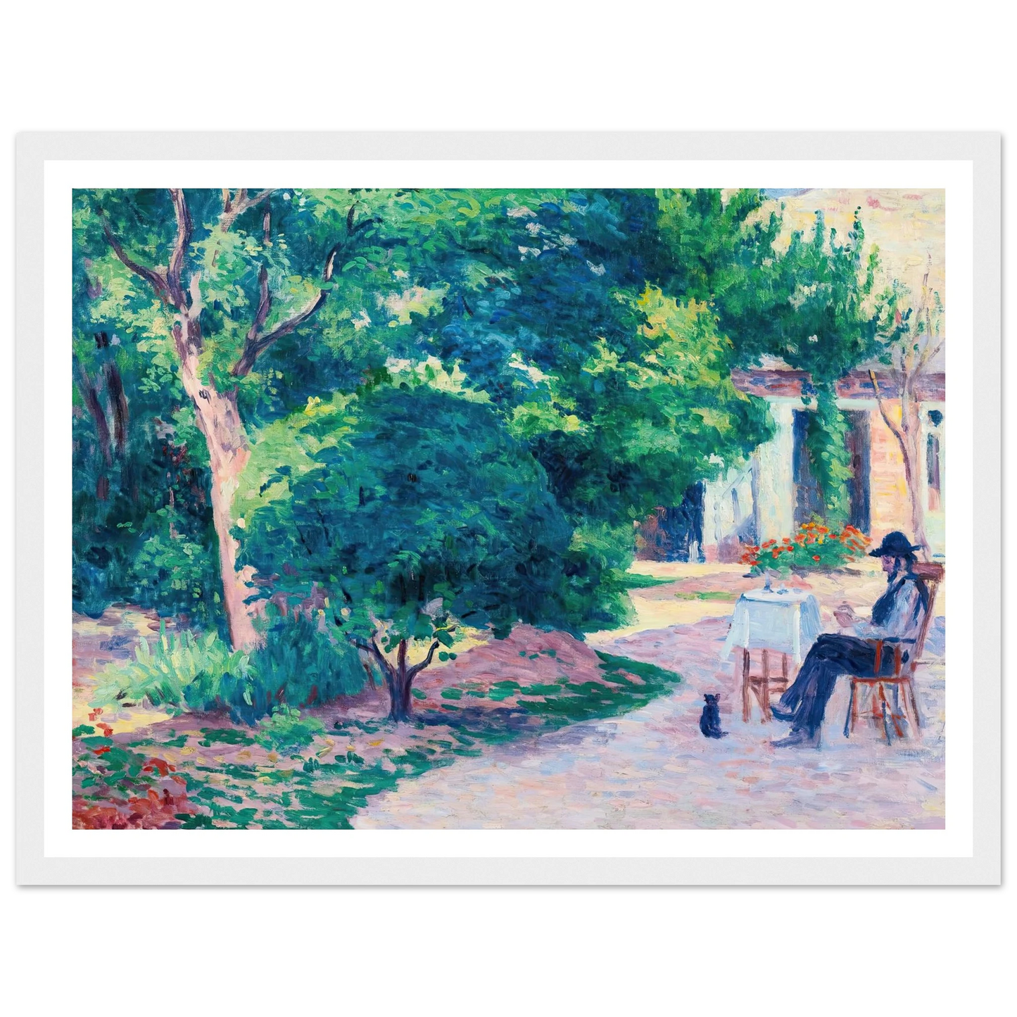 Paris, Le Jardin D’alexandre Charpentier Au Hameau Boileau (circa 1900) Art Print | Maximilien Luce - Framed Poster - 30x40 cm / 12x16″ - Black frame