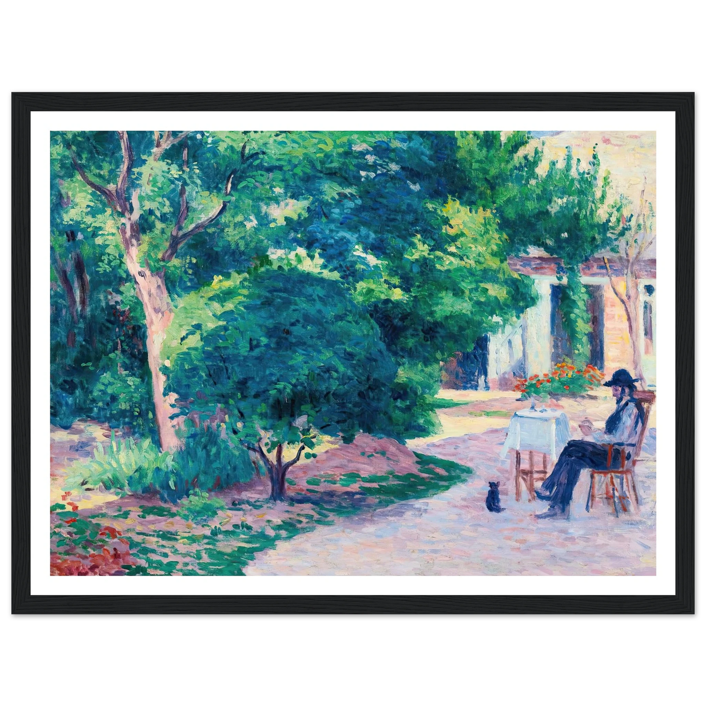 Paris, Le Jardin D’alexandre Charpentier Au Hameau Boileau (circa 1900) Art Print | Maximilien Luce - Framed Poster - 30x40 cm / 12x16″ - Black frame