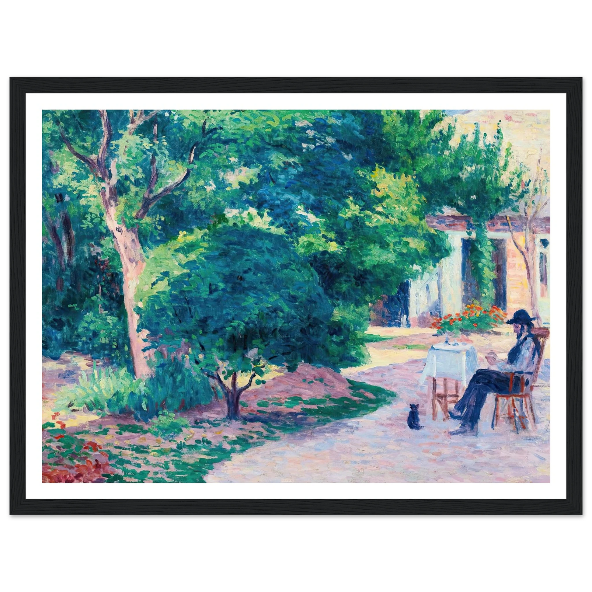 Paris, Le Jardin D’alexandre Charpentier Au Hameau Boileau (circa 1900) Art Print | Maximilien Luce - Framed Poster - 30x40 cm / 12x16″ - Black frame