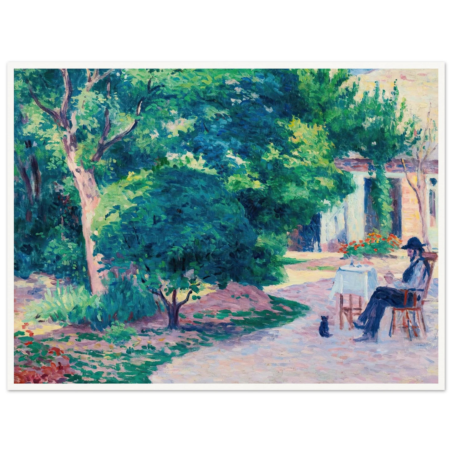 Paris, Le Jardin D’alexandre Charpentier Au Hameau Boileau (circa 1900) Art Print | Maximilien Luce - Framed Poster - 30x40 cm / 12x16″ - Black frame