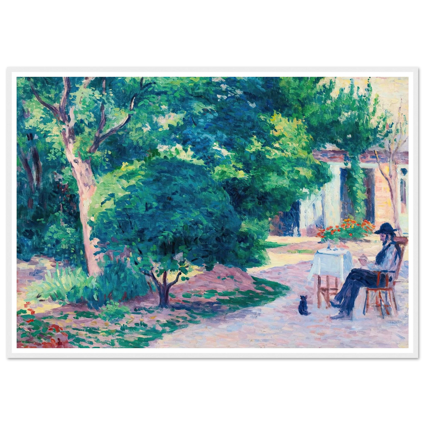 Paris, Le Jardin D’alexandre Charpentier Au Hameau Boileau (circa 1900) Art Print | Maximilien Luce - Framed Poster - 30x40 cm / 12x16″ - Black frame