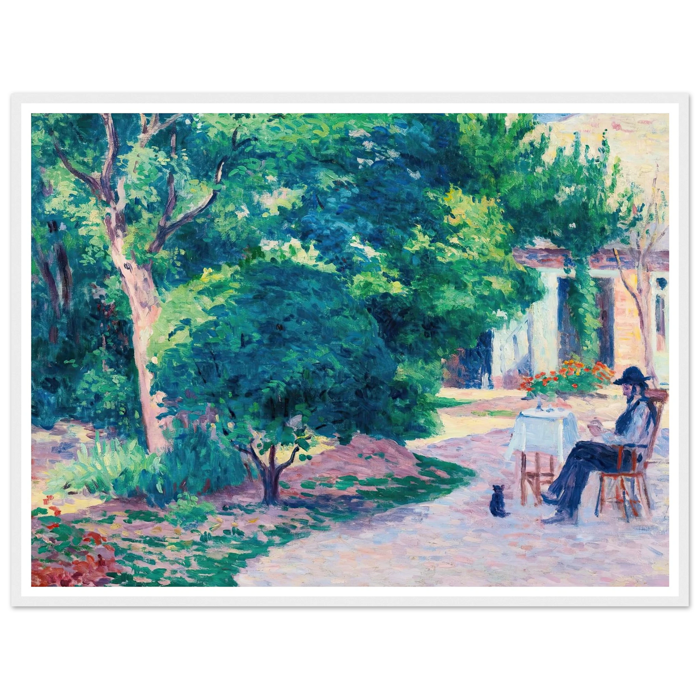 Paris, Le Jardin D’alexandre Charpentier Au Hameau Boileau (circa 1900) Art Print | Maximilien Luce - Framed Poster - 30x40 cm / 12x16″ - Black frame