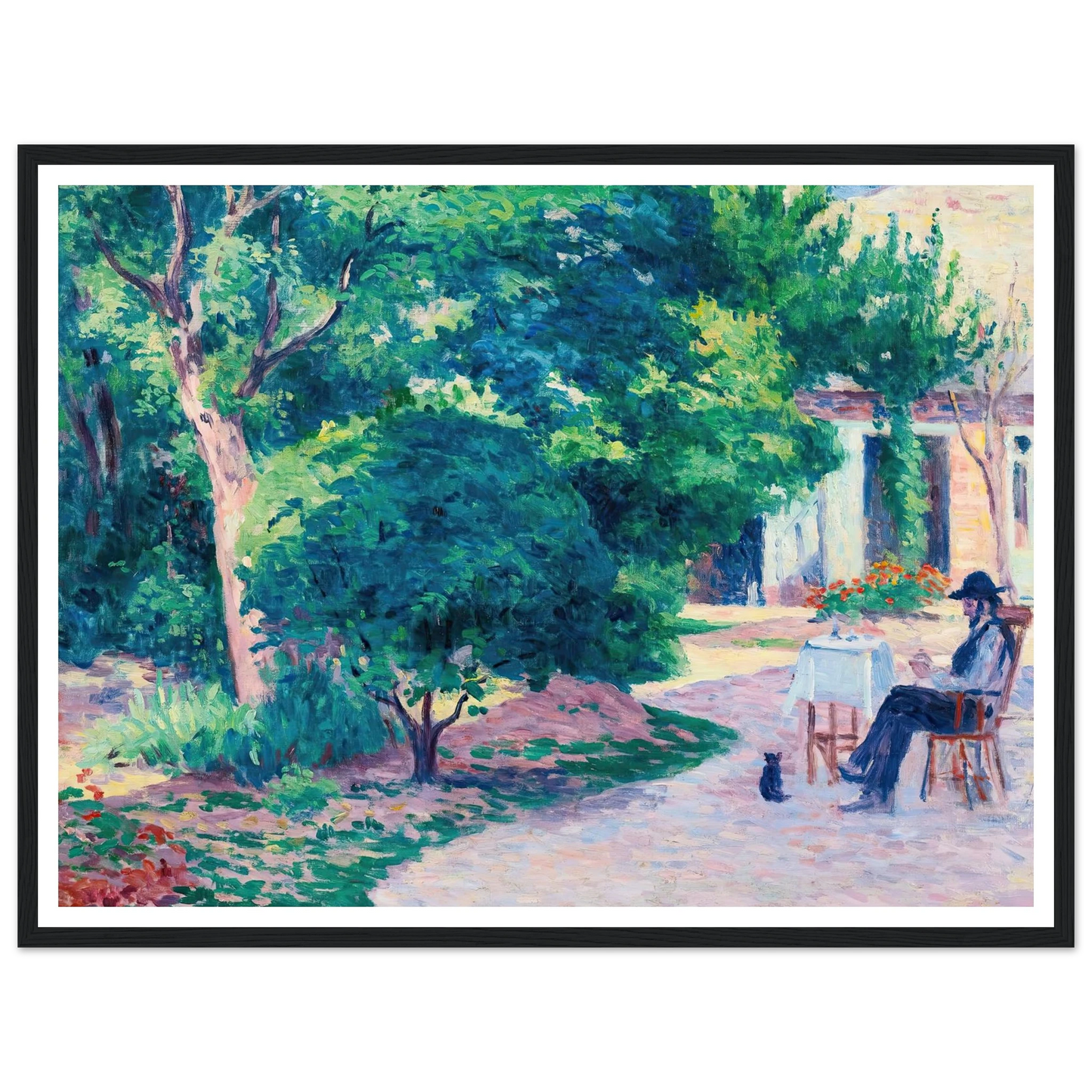 Paris, Le Jardin D’alexandre Charpentier Au Hameau Boileau (circa 1900) Art Print | Maximilien Luce - Framed Poster - 30x40 cm / 12x16″ - Black frame