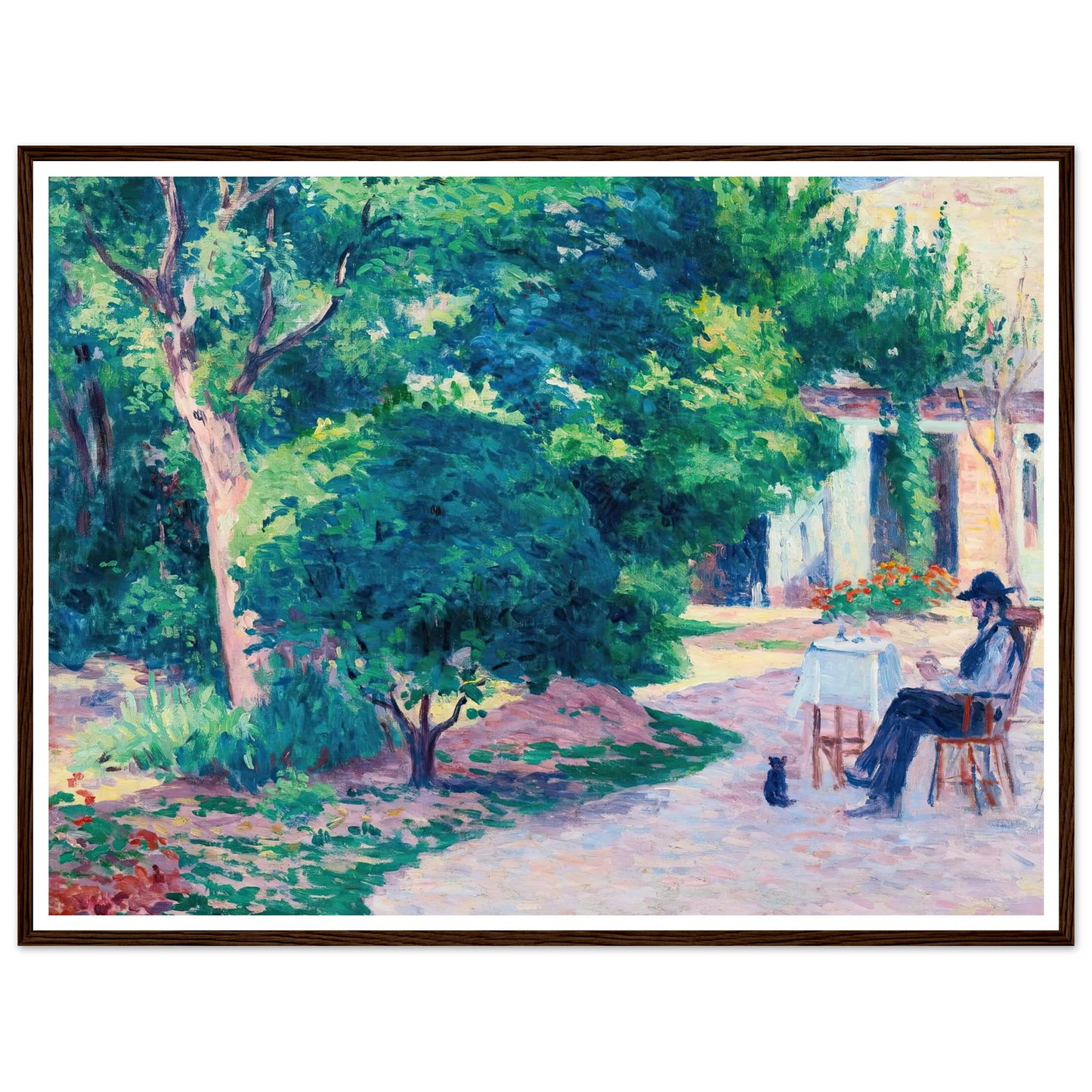 Paris, Le Jardin D’alexandre Charpentier Au Hameau Boileau (circa 1900) Art Print | Maximilien Luce - Framed Poster - 30x40 cm / 12x16″ - Black frame