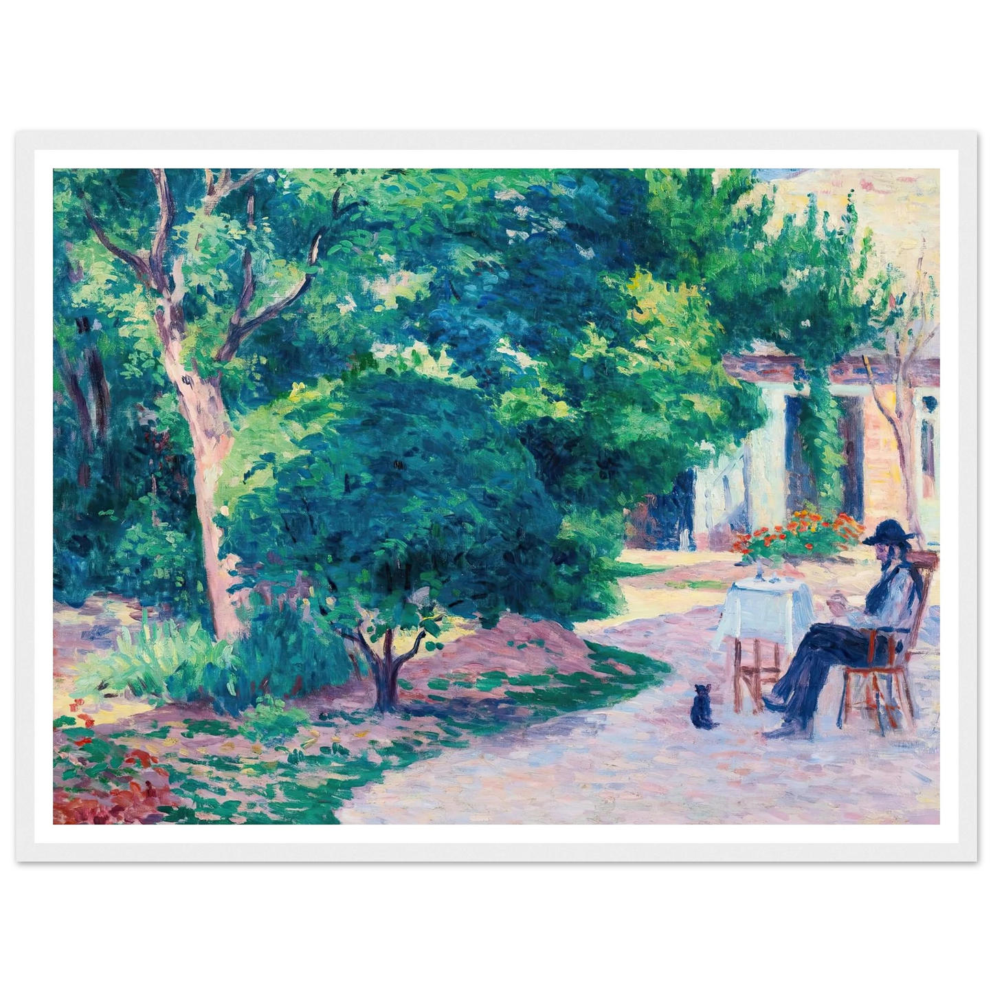 Paris, Le Jardin D’alexandre Charpentier Au Hameau Boileau (circa 1900) Art Print | Maximilien Luce - Framed Poster - 30x40 cm / 12x16″ - Black frame
