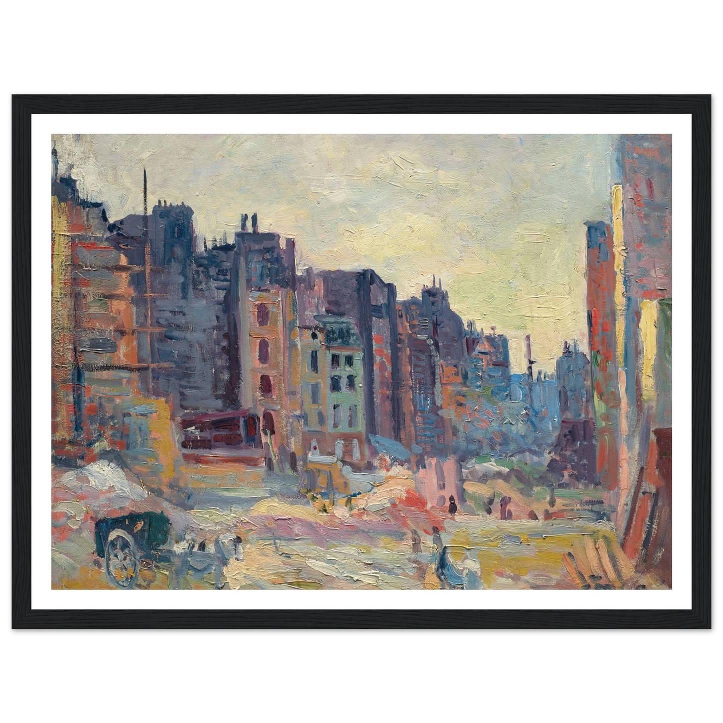 Paris, Le percement de la rue Réaumur (1907-08) Art Print | Maximilien Luce - Framed Poster - 30x40 cm / 12x16″ - Black frame